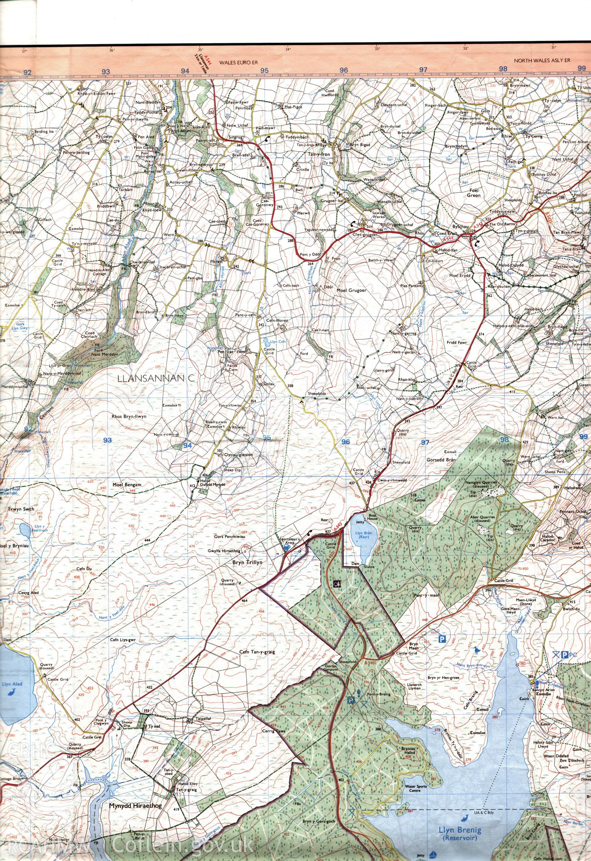 Digital copy of an Ordnance Survey map extract, showing the survey area.