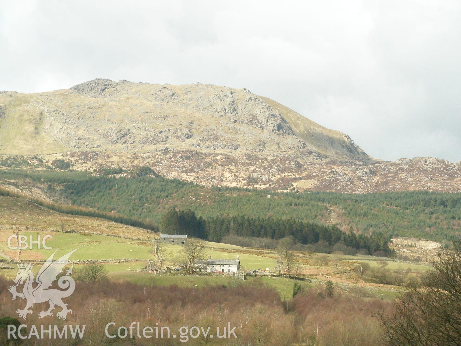 Colour digital photograph showing Meillionen House and the surrounding countryside.