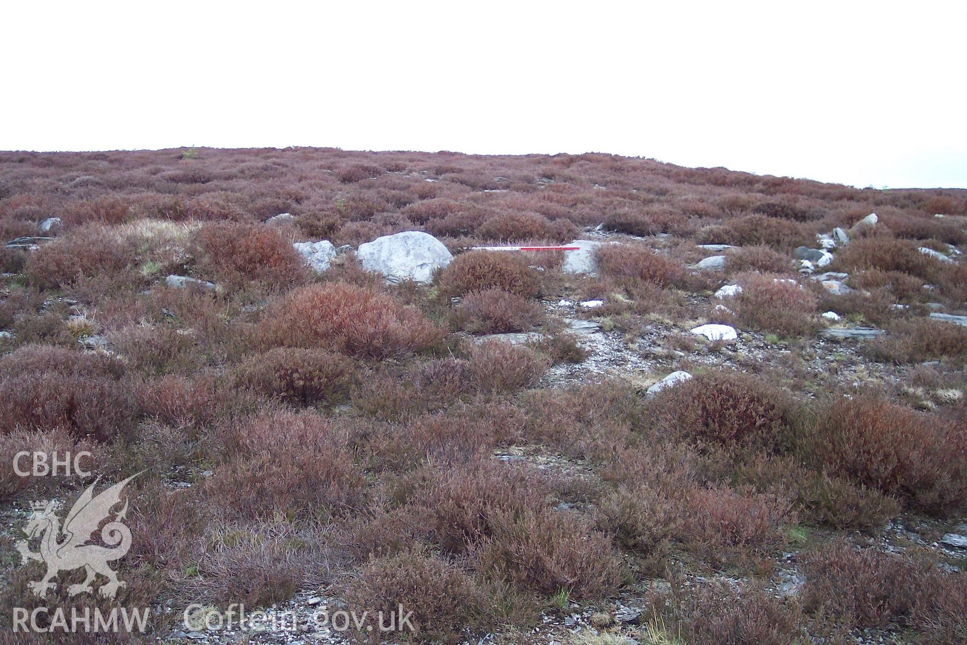 Photograph of Moel yr Henfaes Ring Cairn taken from the north-east on 13/04/2005 by K. Blythe during an Upland Survey undertaken by Oxford Archaeology North.