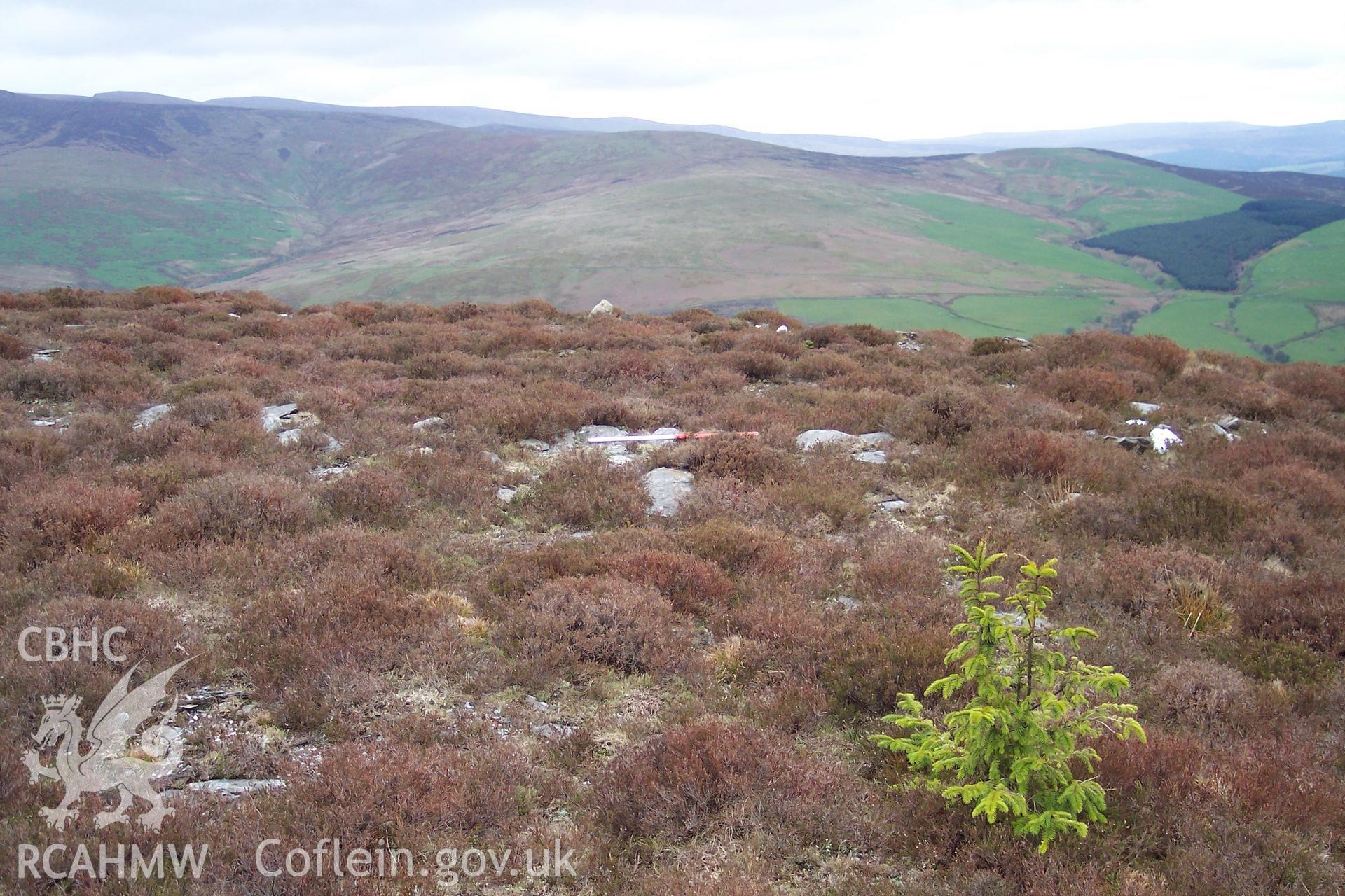 Photograph of Moel yr Henfaes Ring Cairn taken from the west on 13/04/2005 by K. Blythe during an Upland Survey undertaken by Oxford Archaeology North.