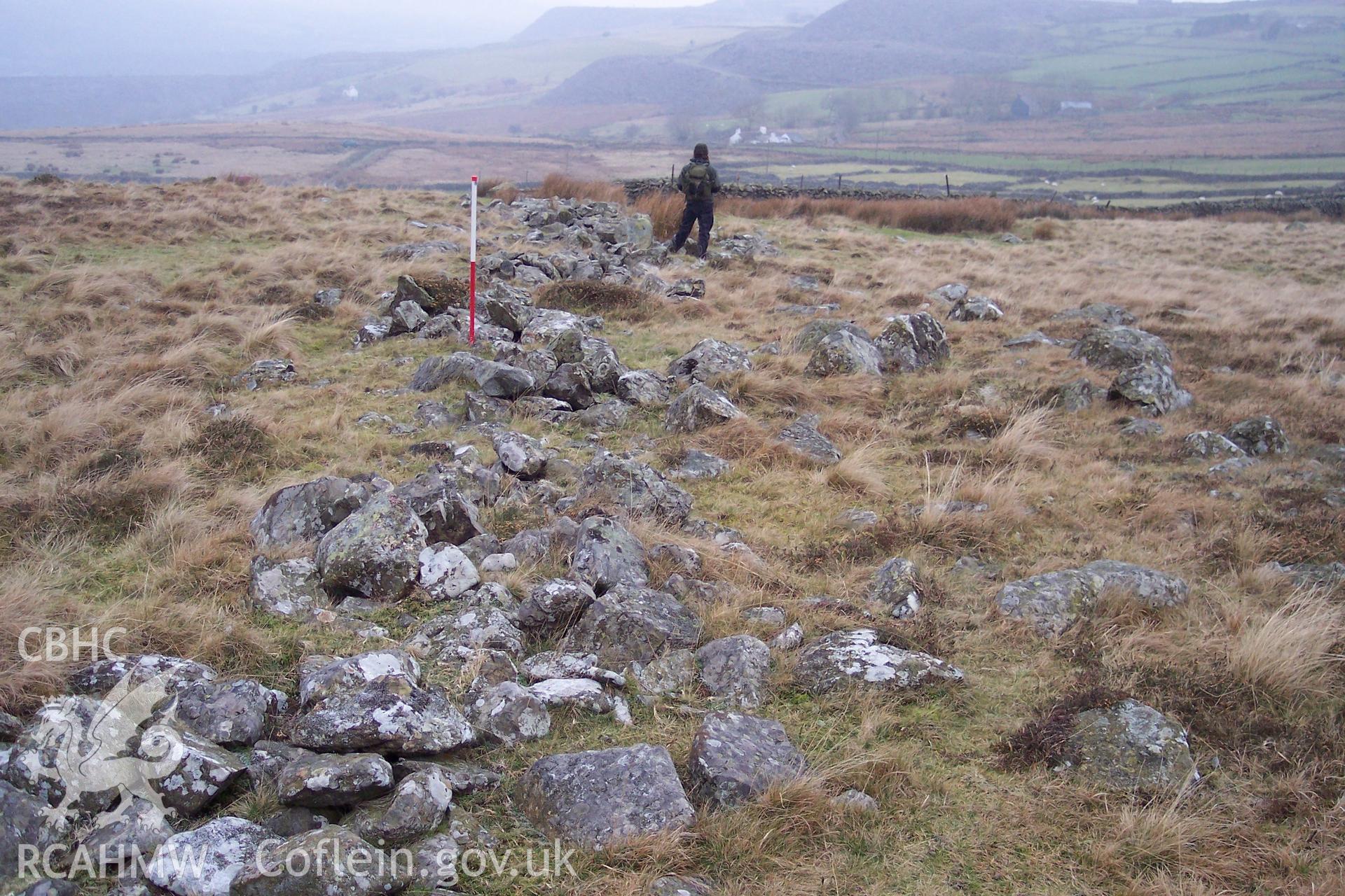 Photograph of Wall south of Llyn Ffynhonnau taken on 05/01/2006 by P.J. Schofield during an Upland Survey undertaken by Oxford Archaeology North.