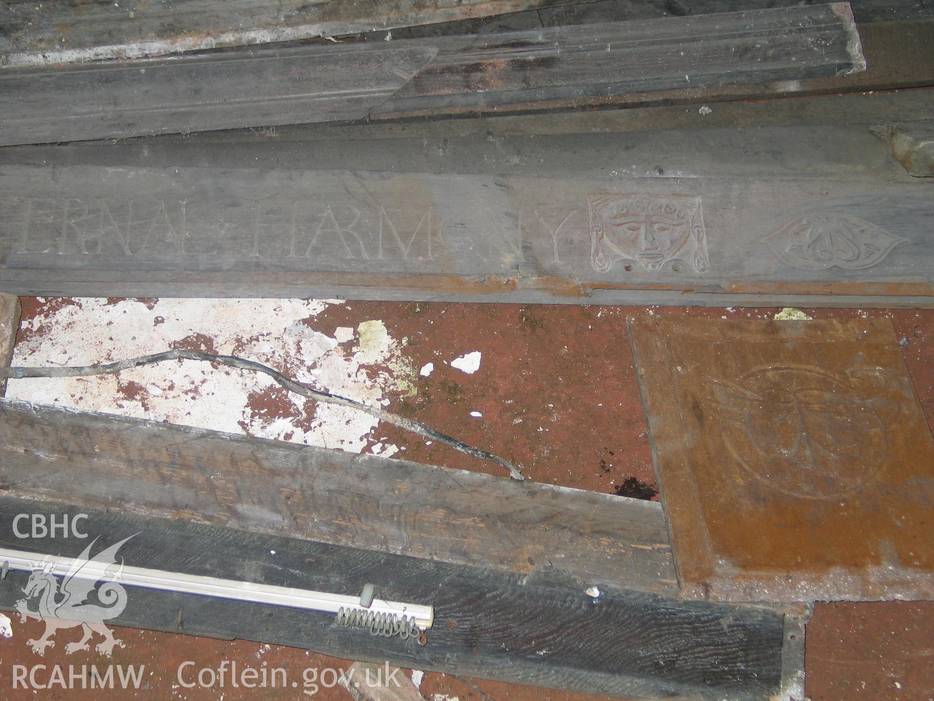 Nantclwyd House, panelling removed during conservation, 2004.