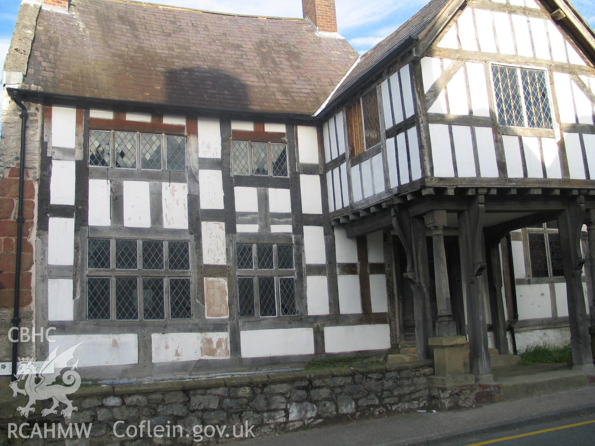 Nantclwyd House before conservation. South end of street front, failing panels etc.