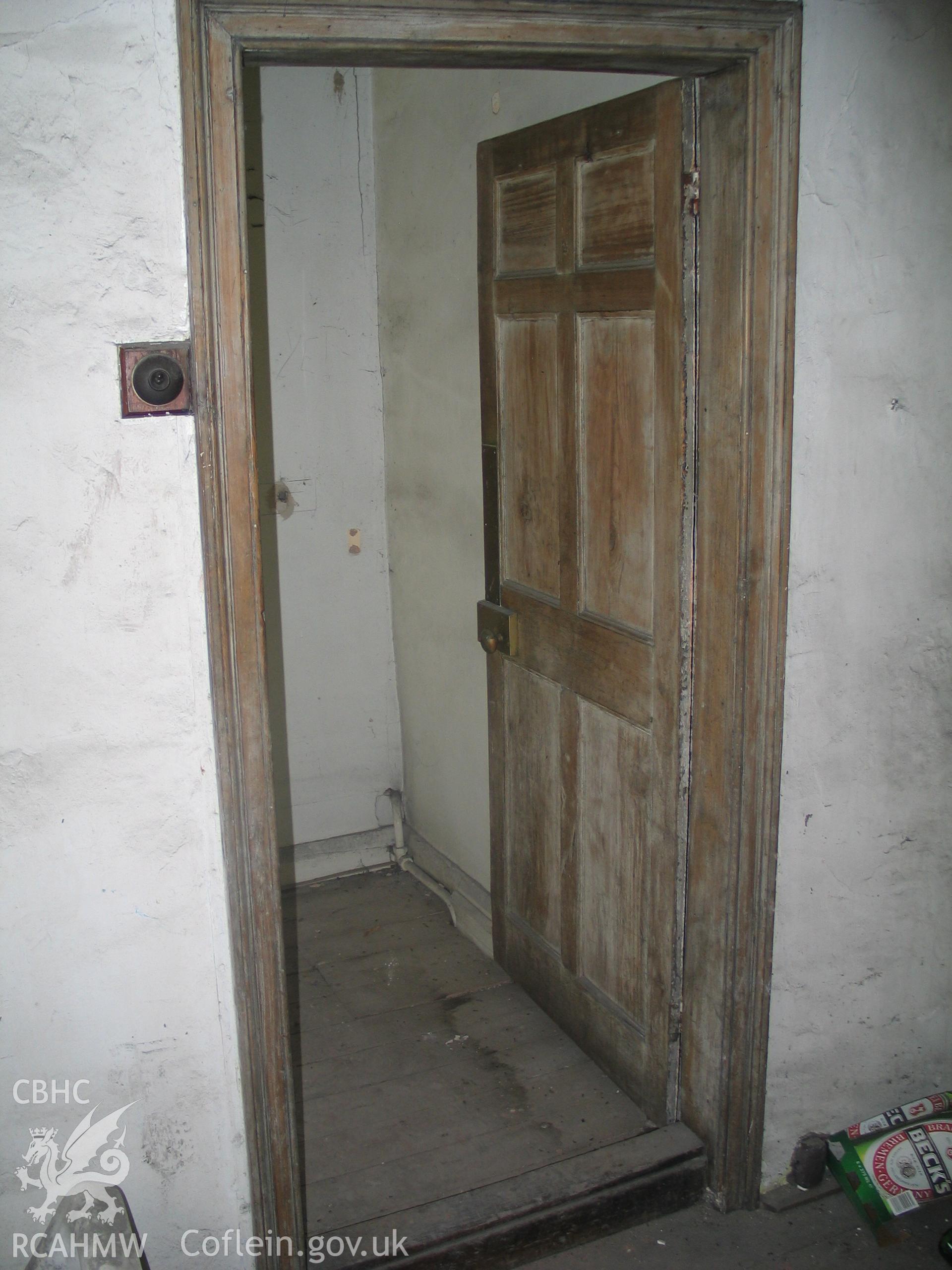 Nantclwyd House before conservation. Door F.17 to F.17a.