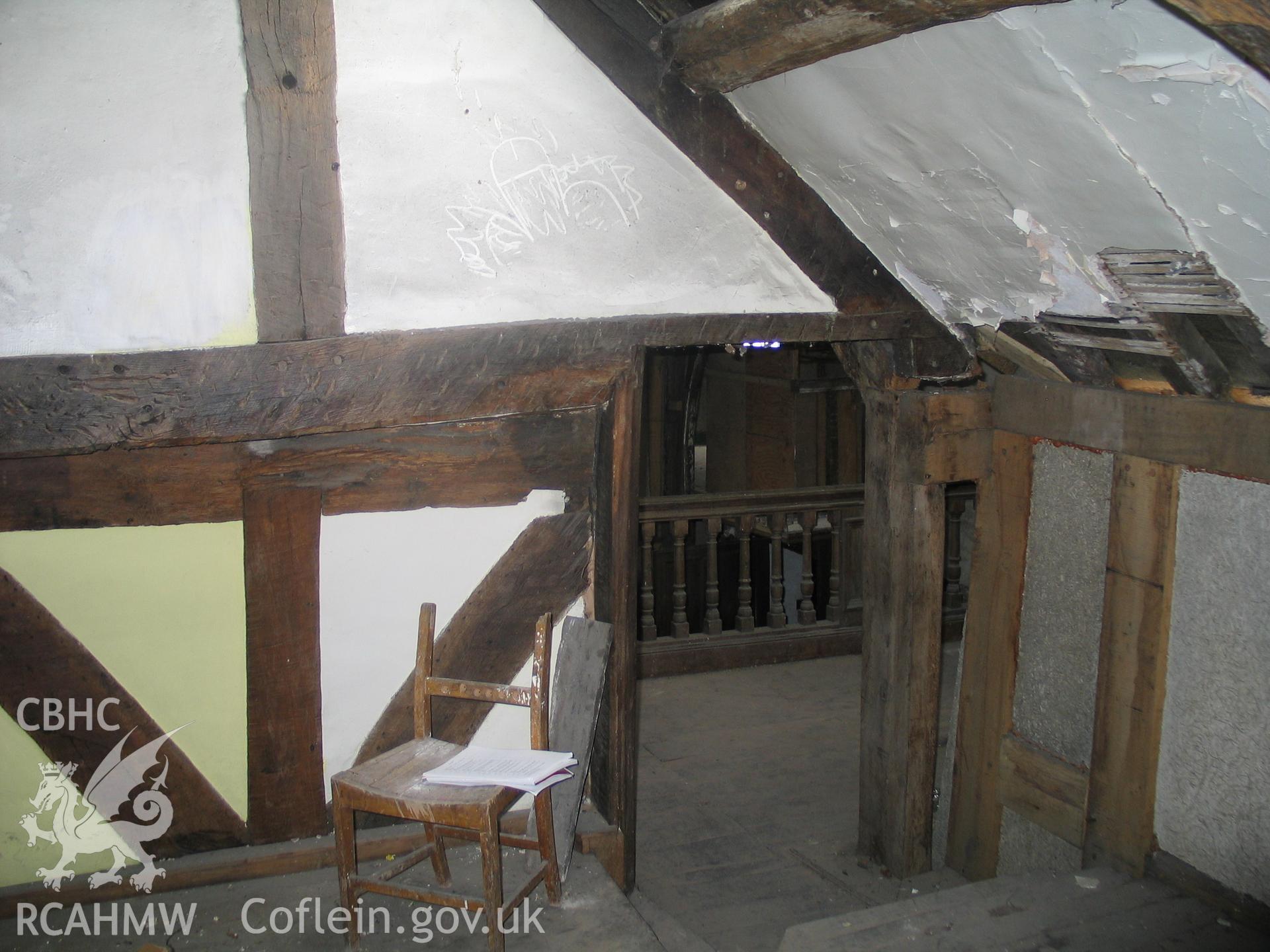 Nantclwyd House before conservation. F.17 east wall door to gallery.