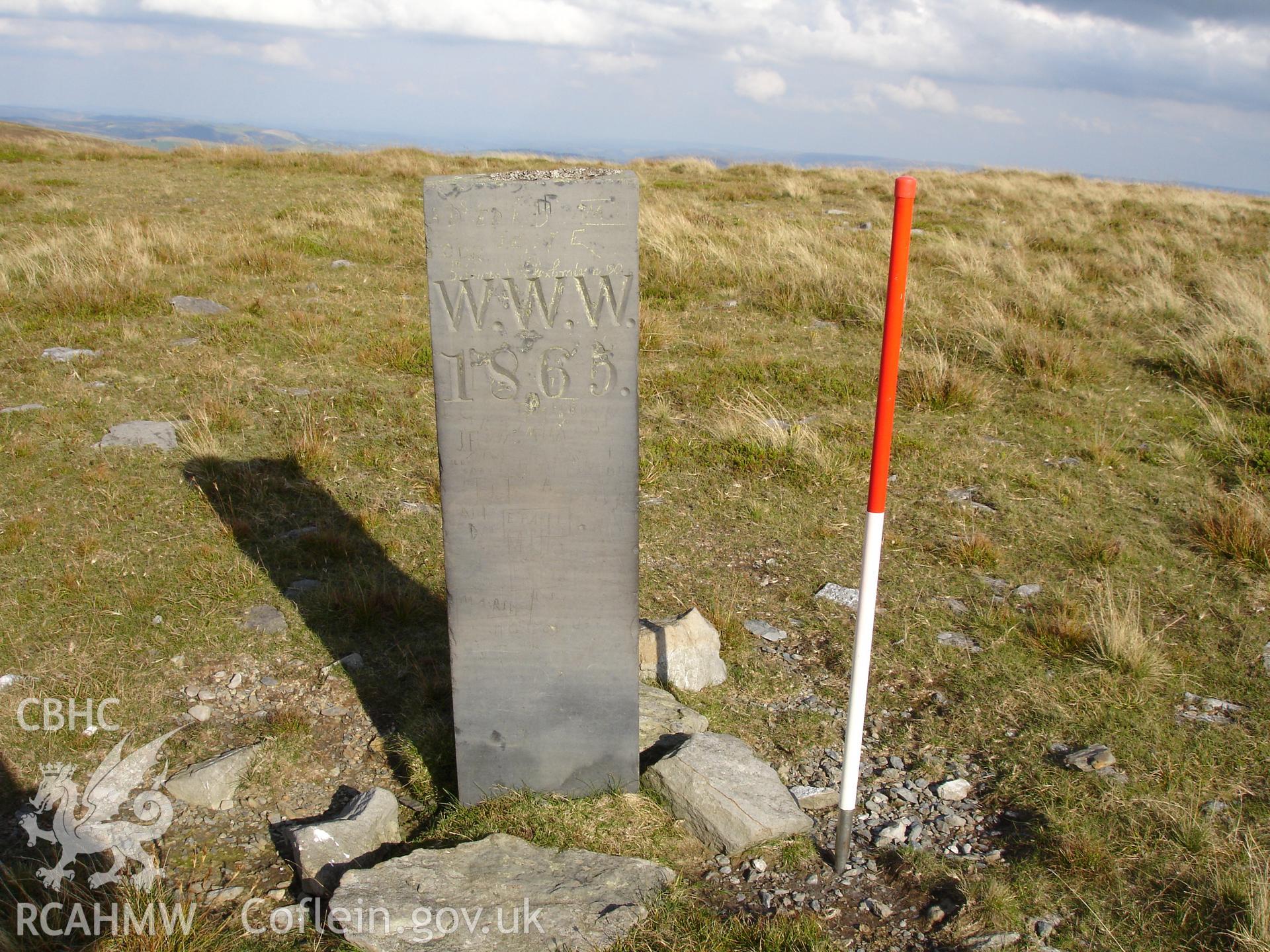 Digital colour photograph of Bryn Cras boundary stone I taken on 13/09/2006 by R.P. Sambrook during the Plynlimon Glaslyn South Upland survey undertaken by Trysor.
