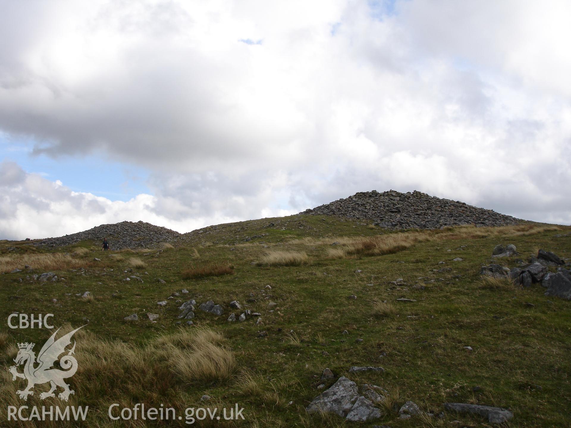 Digital colour photograph of Pen Pumlumon Cairn I taken on 13/09/2006 by R.P. Sambrook during the Plynlimon Glaslyn South Upland survey undertaken by Trysor.