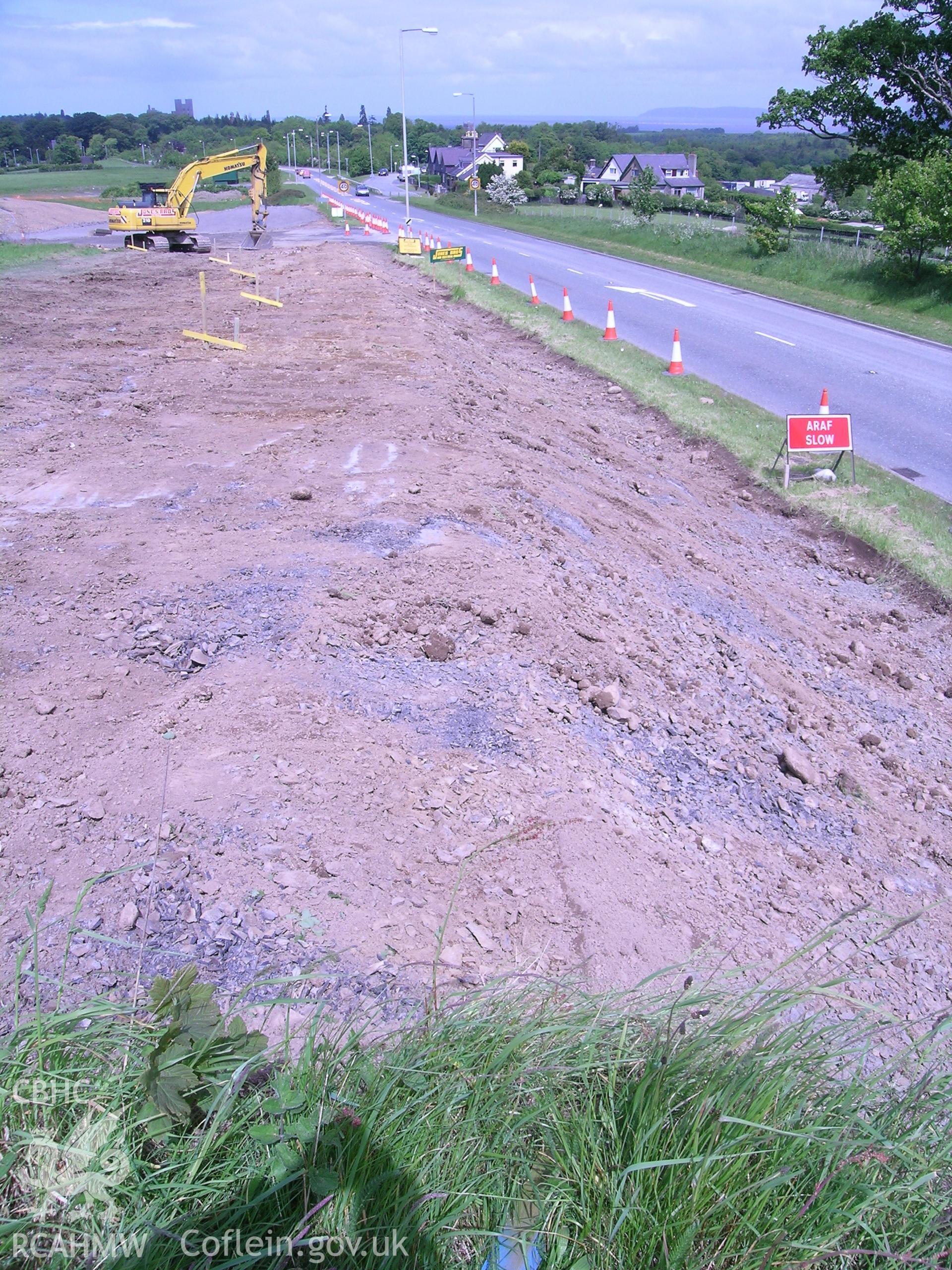 Digital photograph from excavation of Parc Bryn Cegin, Llandygai, by Gwynedd Archaeological Trust, new site access landscaping.