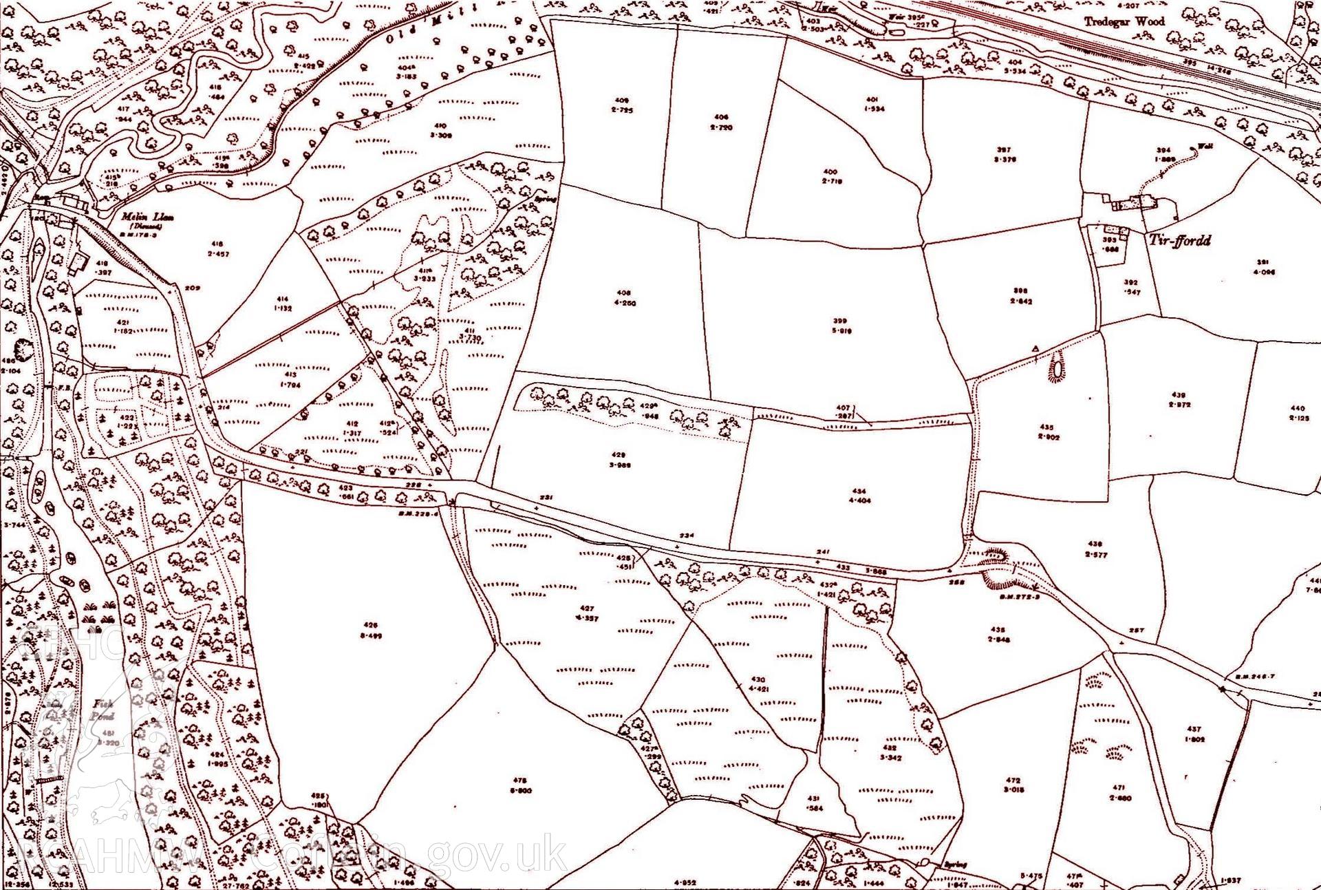 Digital copy of part of OS map sheet XIV. 8 SW. It depicts part of the Penllergare Estate.