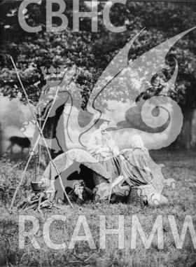 Digital copy of a black and white photograph showing Gypsies camping at the Penllergare Estate.