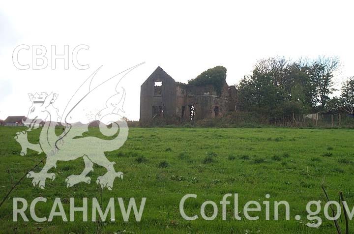 Digital colour photograph of the ruined gardeners house at Penllergare.