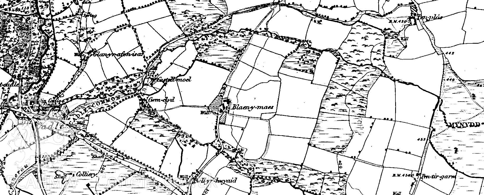 Digital copy of part of OS map sheet XIV. 16. It depicts part of the Penllergare Estate.