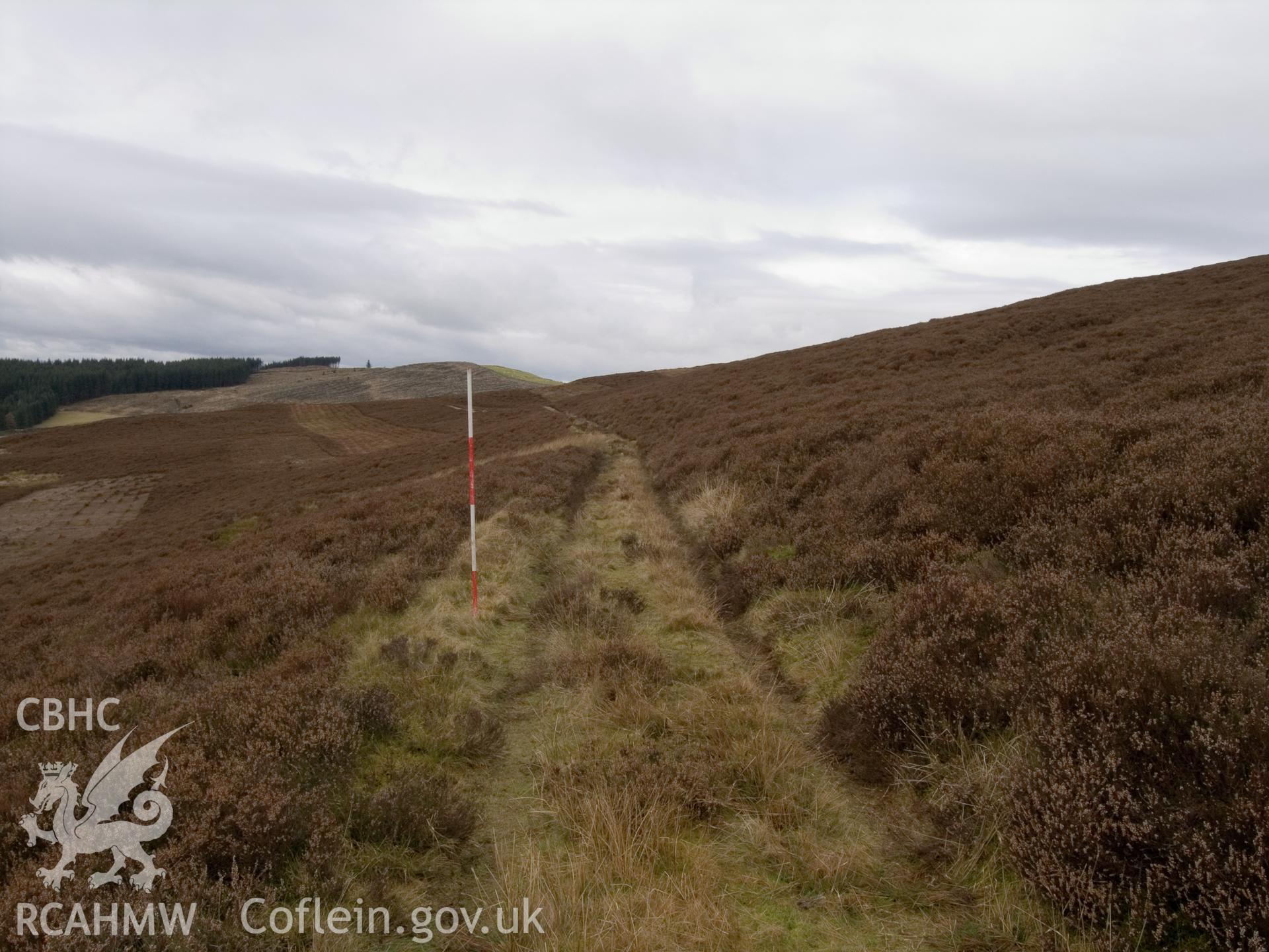 view looking NW of section crossing Rhiwaedog-is-afon.