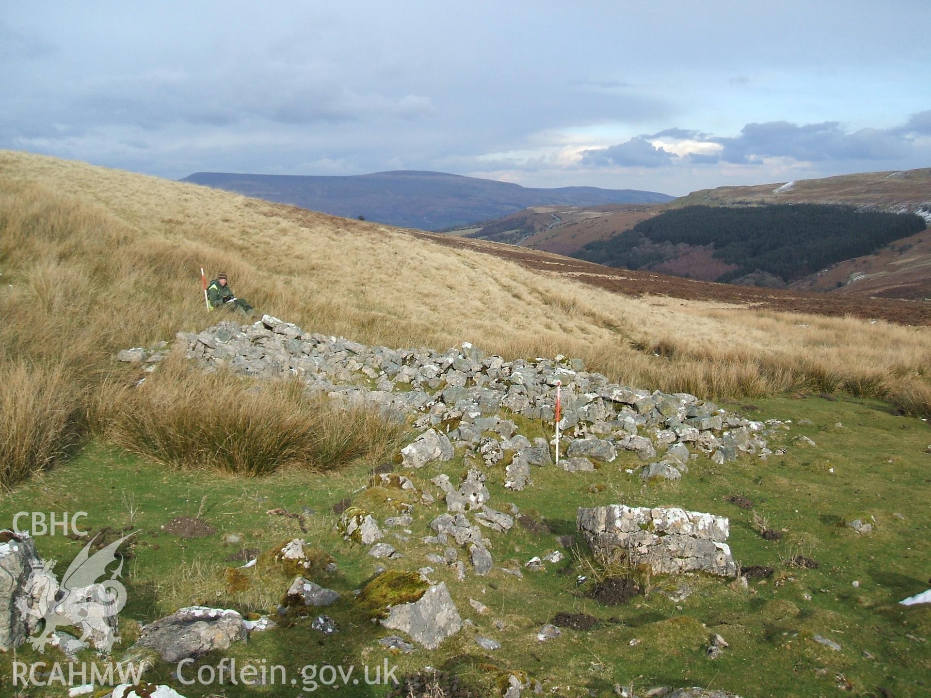 Digital colour photograph of a sheep fold at Blaen Cwmclaisfer V taken on 05/03/2009 by B. Britton during the Mynydd Llangynidr Upland Survey undertaken by ArchaeoPhysica.