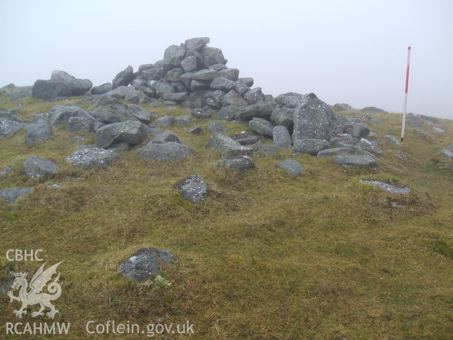 Digital colour photograph of a cairn at TWYNAU GWYWON I taken on 27/01/2009 by B. Britton during the Mynydd Llangynidr Upland Survey undertaken by ArchaeoPhysica.