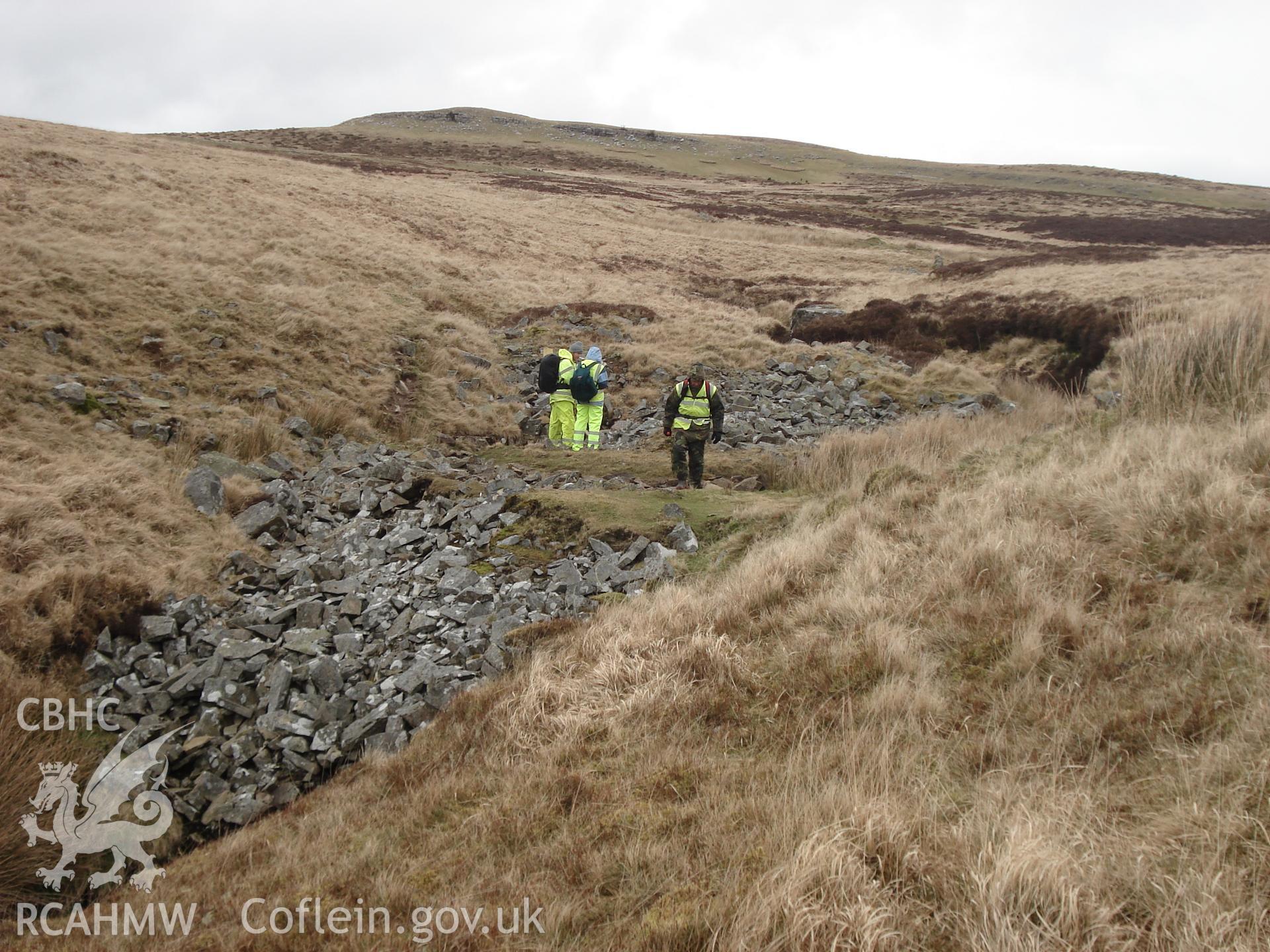 Digital colour photograph of Darren Ddu structure taken on 29/02/2008 by M. Lafuente during the Mynydd Llangynidr Upland Survey undertaken by ArchaeoPhysica.