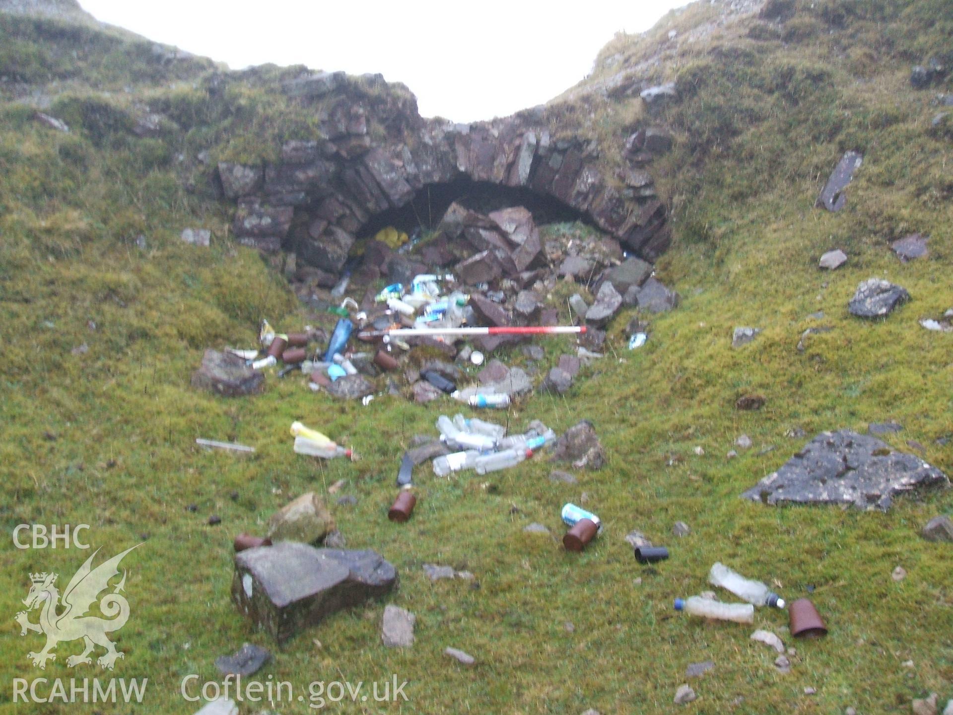 Digital colour photograph of a lime kiln at Ffos y Wern I taken on 16/12/2008 by B. Britton during the Mynydd Llangynidr Upland Survey undertaken by ArchaeoPhysica.