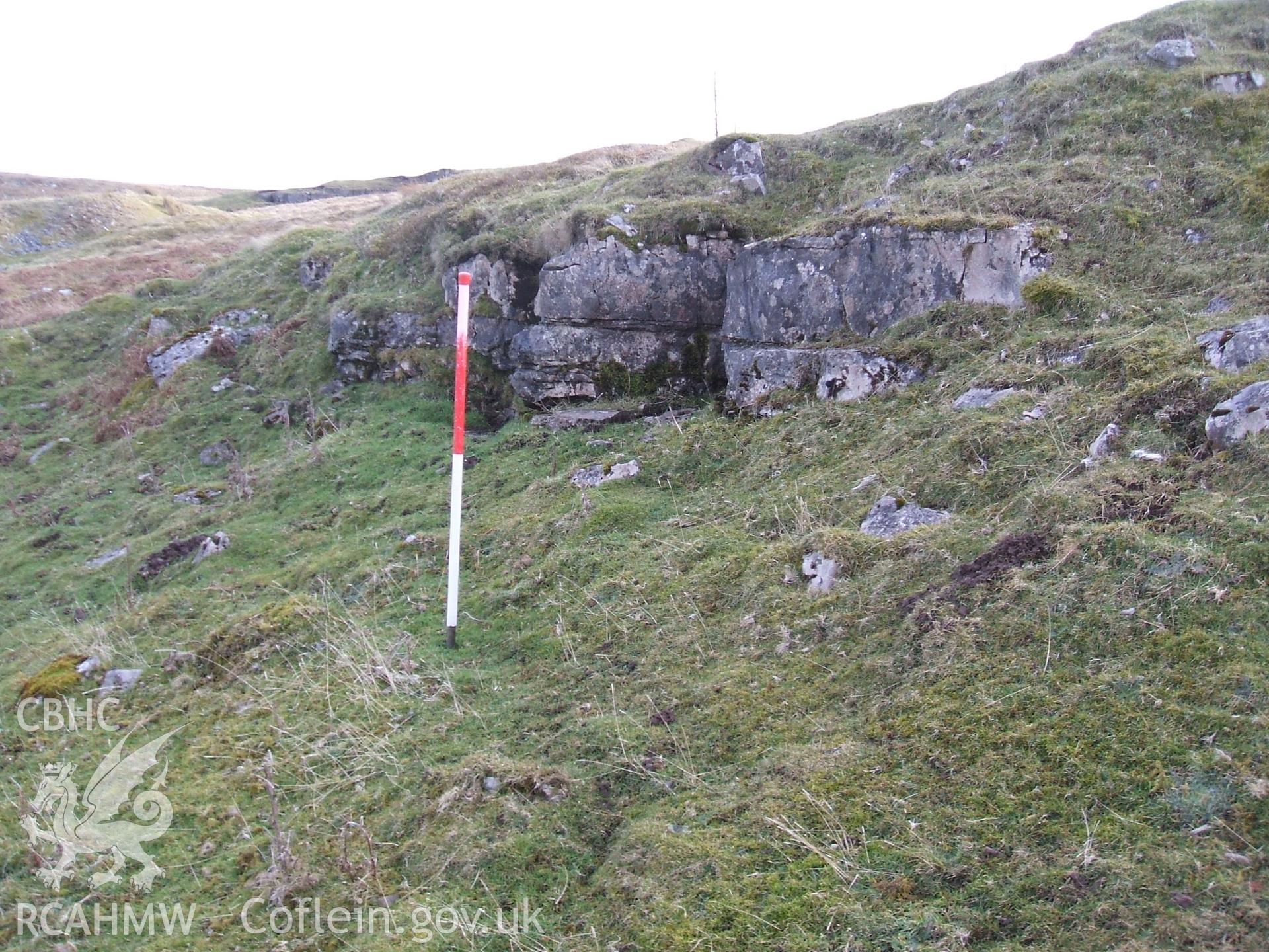 Digital colour photograph of a limestone quarry at Mynydd Llangynidr east XII taken on 22/01/2009 by B. Britton during the Mynydd Llangynidr Upland Survey undertaken by ArchaeoPhysica.