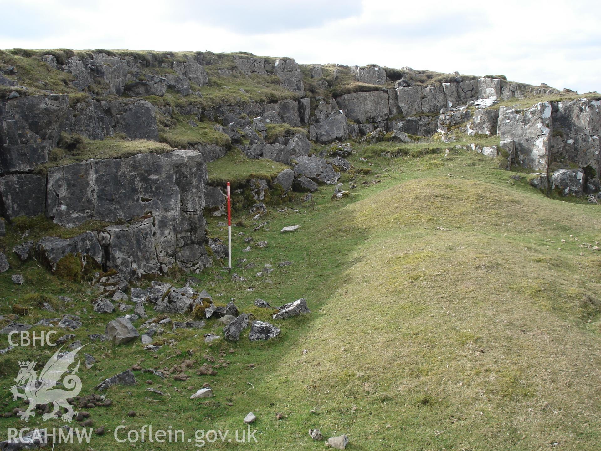 Digital colour photograph of Garn Fawr Limekiln I Quarry taken on 31/03/2009 by M. Lafuente during the Mynydd Llangynidr Upland Survey undertaken by ArchaeoPhysica.