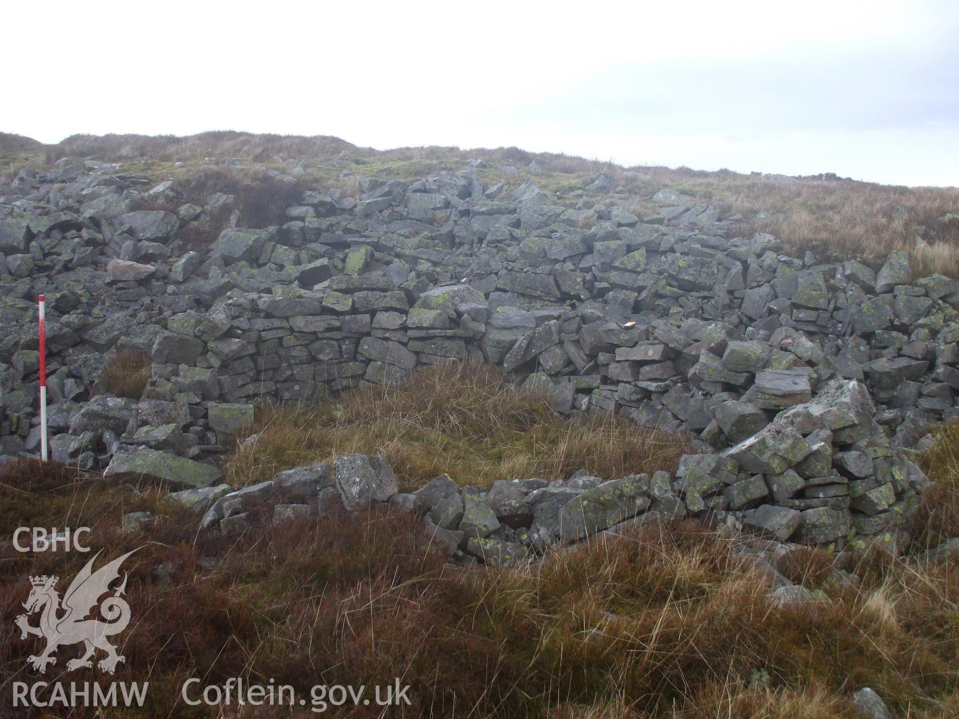 Digital colour photograph of a workers hut at Mynydd Llangynidr west taken on 19/12/2008 by N. Paveley during the Mynydd Llangynidr Upland Survey undertaken by ArchaeoPhysica.