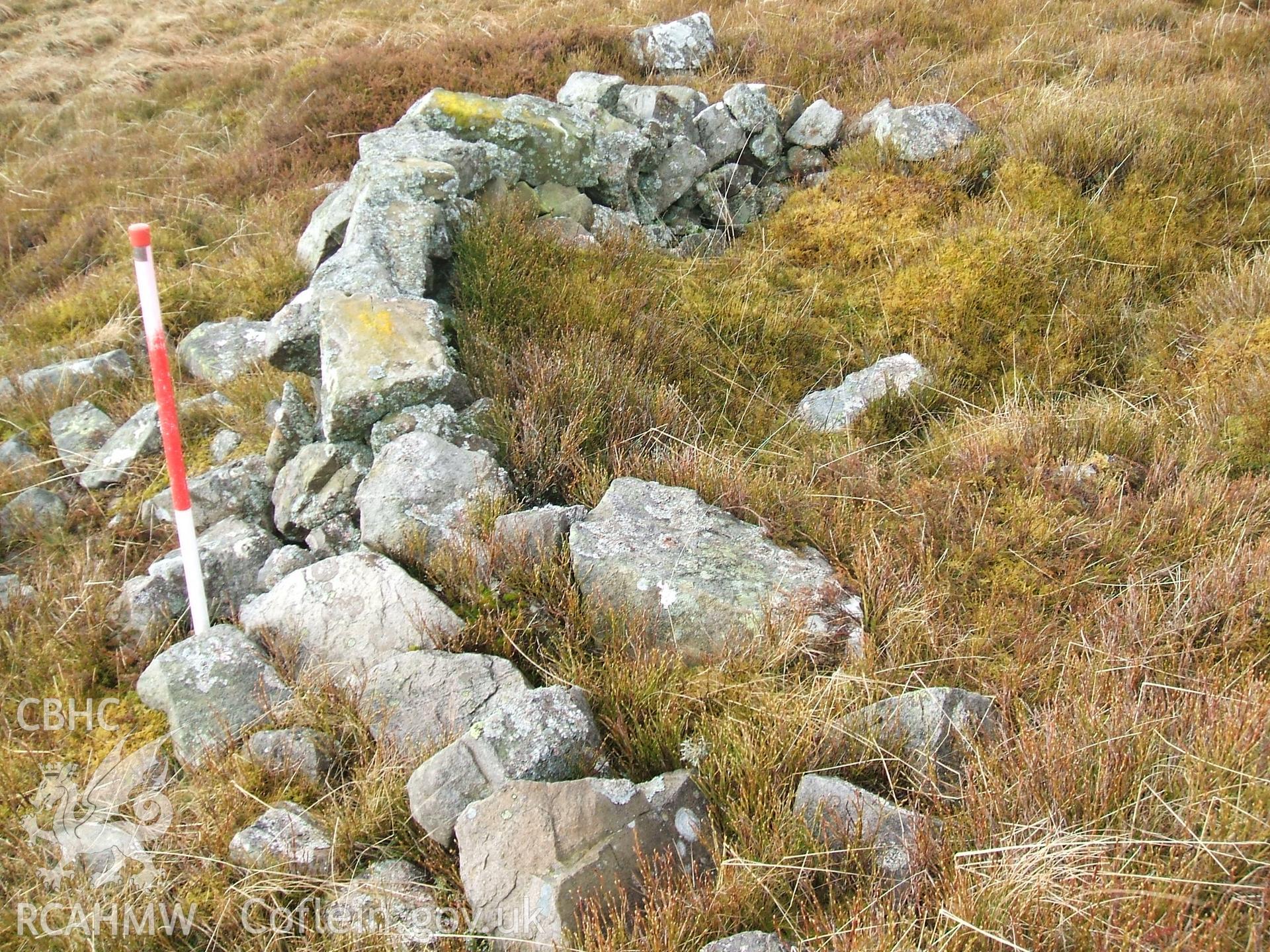 Digital colour photograph of a shooting stand at Mynydd Llangynidr east X taken on 19/01/2009 by B. Britton during the Mynydd Llangynidr Upland Survey undertaken by ArchaeoPhysica.