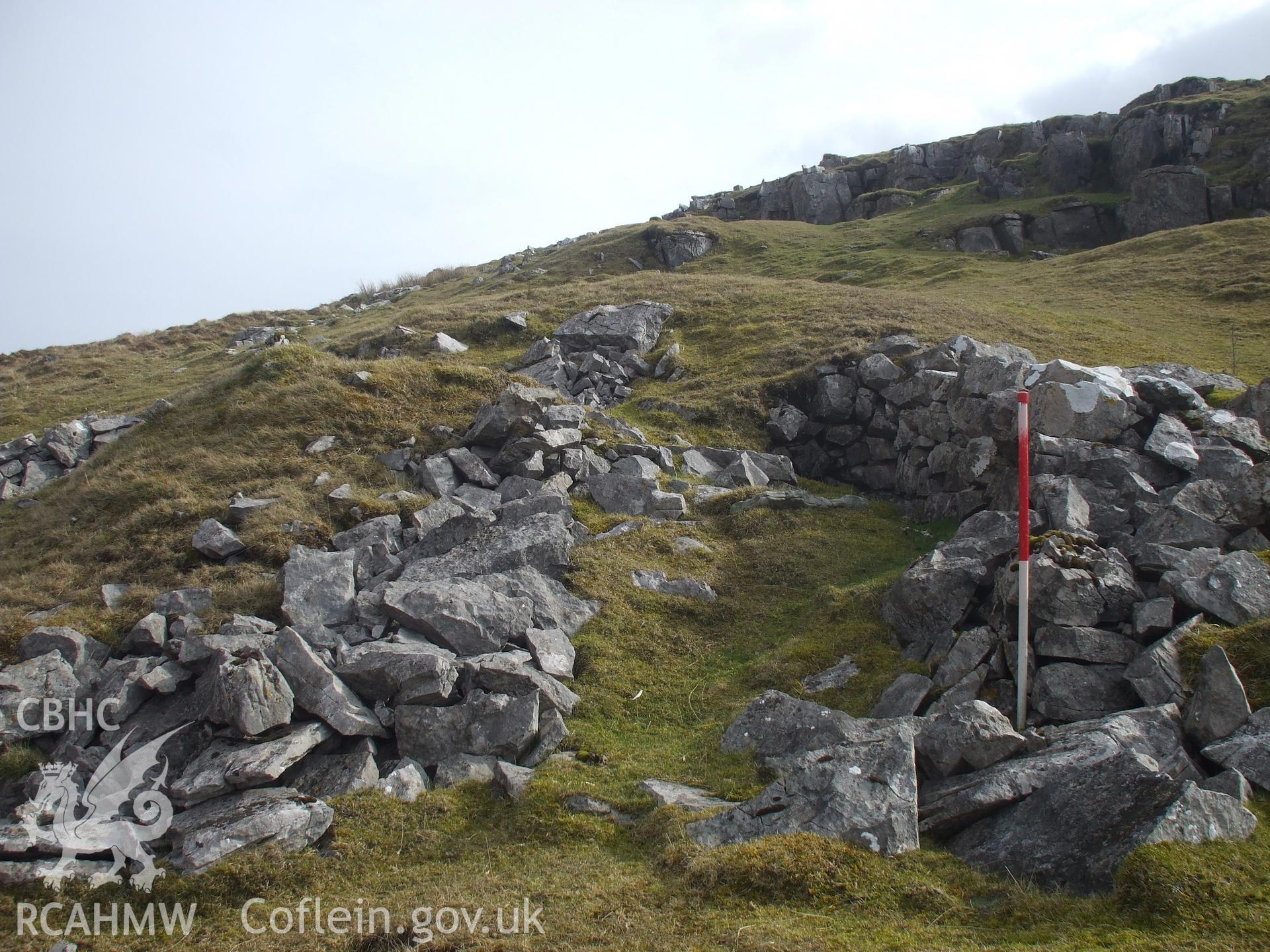 Digital colour photograph of Garn Fawr Limekiln II taken on 28/02/2008 by M.J. Roseveare during the Mynydd Llangynidr Upland Survey undertaken by ArchaeoPhysica.