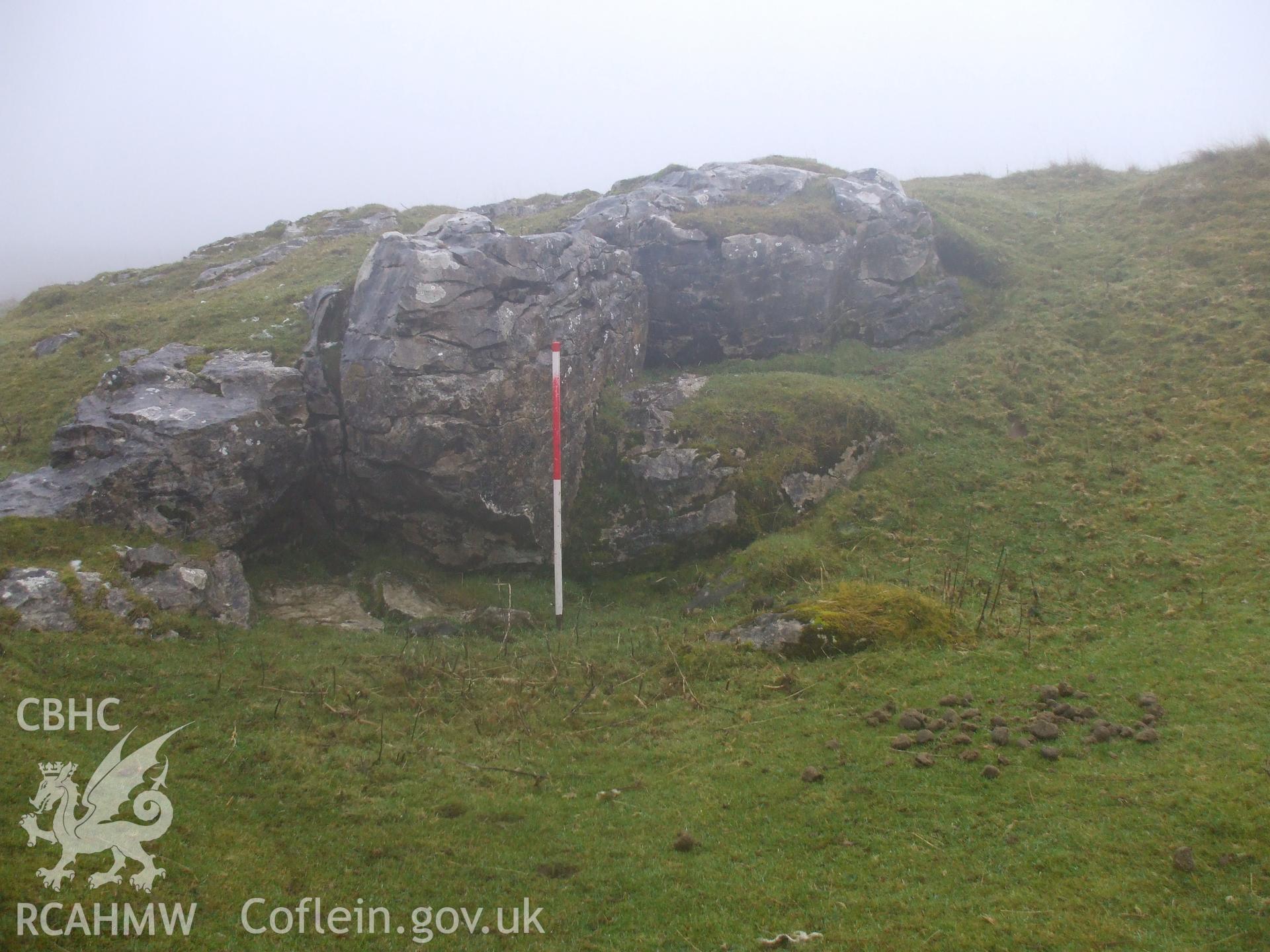 Digital colour photograph of a limestone quarry at Ffos y Wern II taken on 16/12/2008 by N. Paveley during the Mynydd Llangynidr Upland Survey undertaken by ArchaeoPhysica.