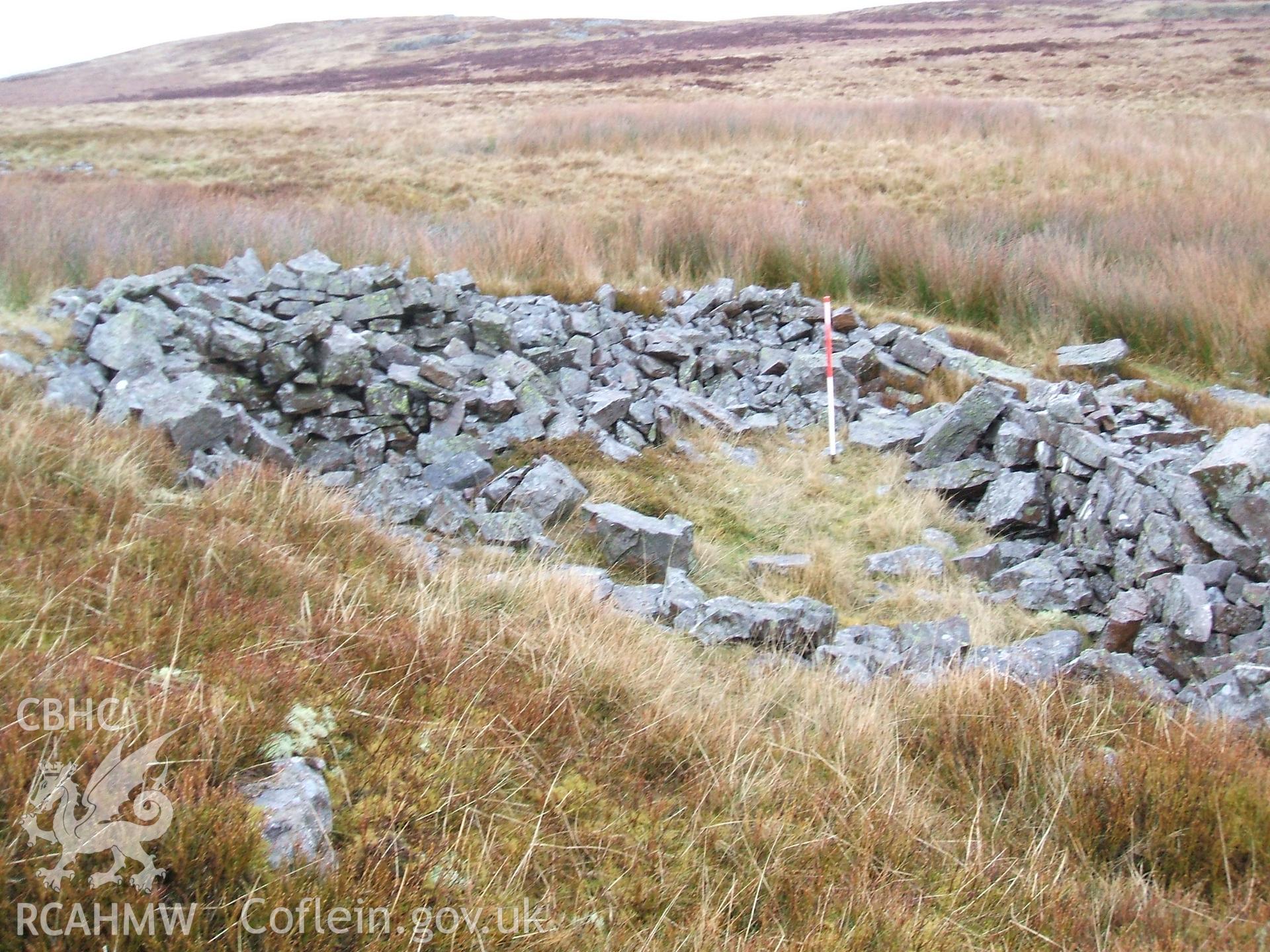 Digital colour photograph of a shelter at Mynydd Llangynidr east III taken on 19/01/2009 by B. Britton during the Mynydd Llangynidr Upland Survey undertaken by ArchaeoPhysica.