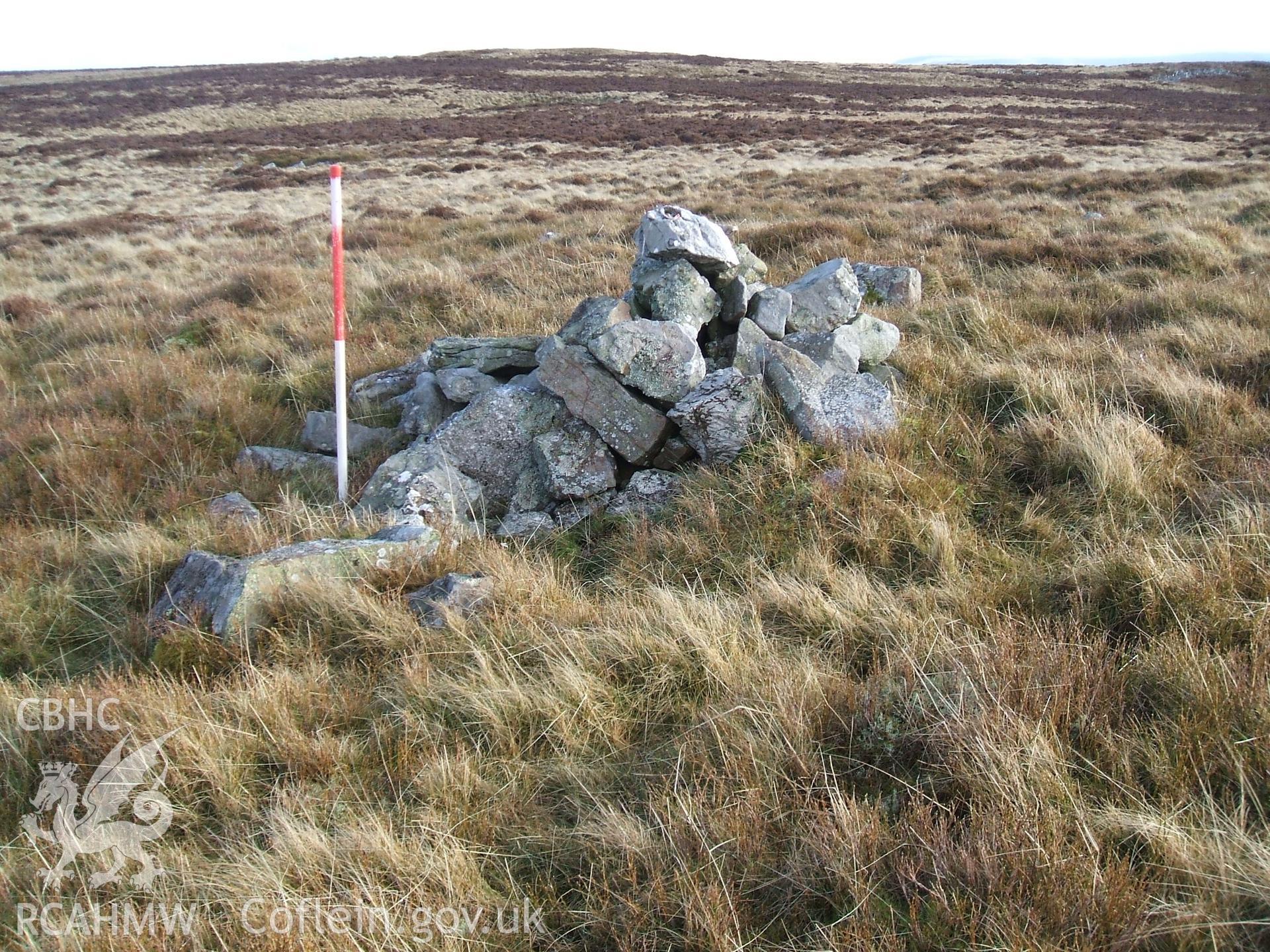 Digital colour photograph of a cairn at Mynydd Llangynidr west I taken on 13/01/2009 by B. Britton during the Mynydd Llangynidr Upland Survey undertaken by ArchaeoPhysica.