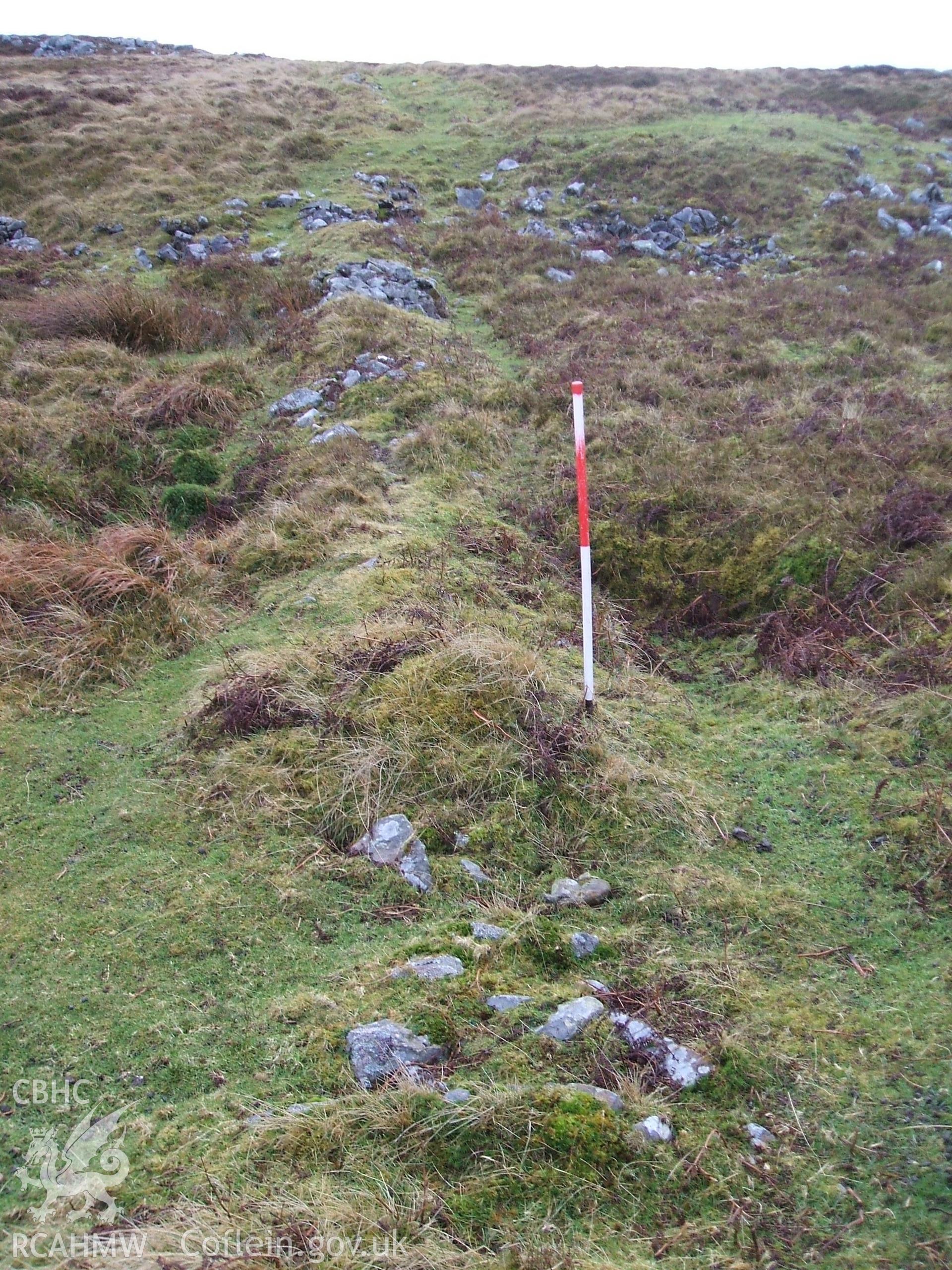 Digital colour photograph of a boundary at Mynydd Llangynidr east taken on 13/01/2009 by B. Britton during the Mynydd Llangynidr Upland Survey undertaken by ArchaeoPhysica.