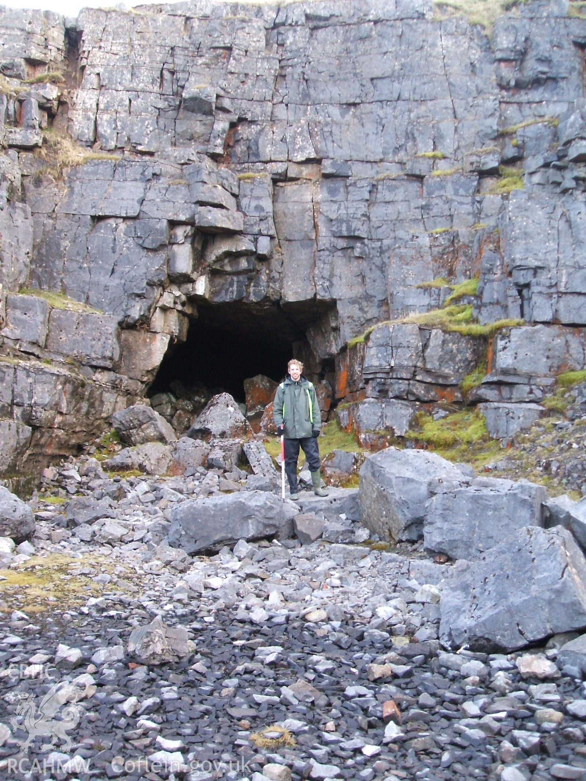 Digital colour photograph of a limestone quarry at Mynydd Llangynidr east XIII taken on 22/01/2009 by B. Britton during the Mynydd Llangynidr Upland Survey undertaken by ArchaeoPhysica.