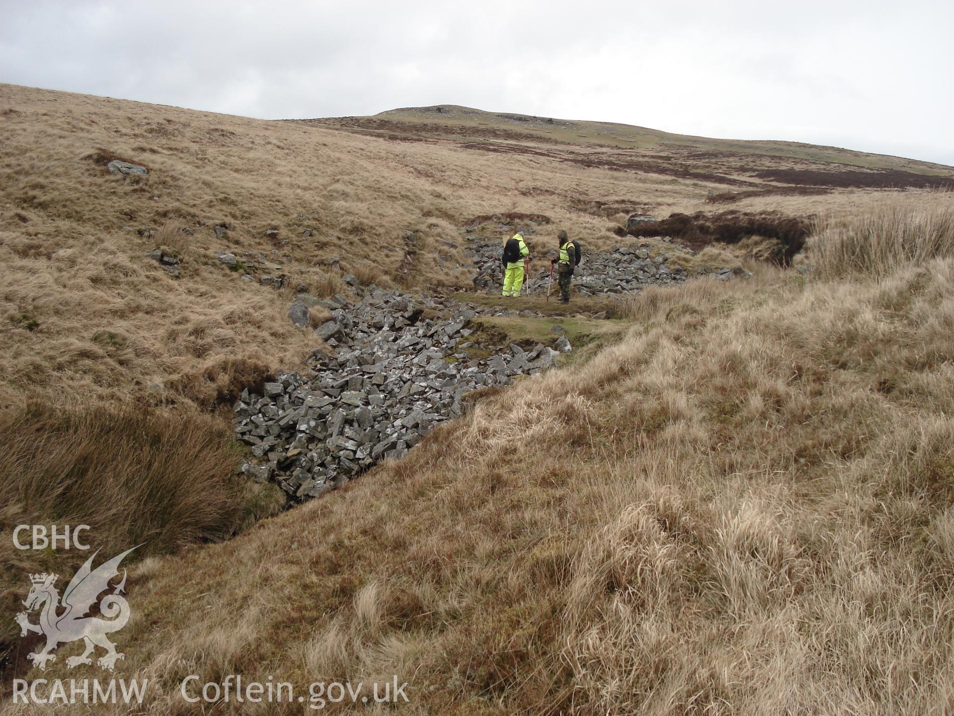 Digital colour photograph of Darren Ddu structure taken on 29/02/2008 by M. Lafuente during the Mynydd Llangynidr Upland Survey undertaken by ArchaeoPhysica.