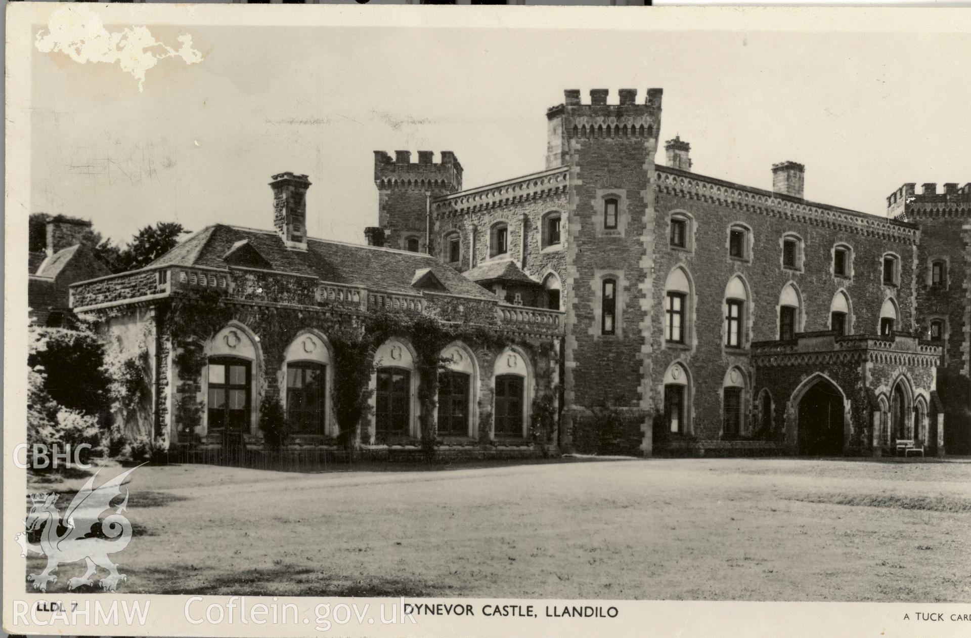 Digitised postcard image of Newton House, Llandeilo, Raphael Tuck and Sons Ltd. Produced by Parks and Gardens Data Services, from an original item in the Peter Davis Collection at Parks and Gardens UK. We hold only web-resolution images of this collection, suitable for viewing on screen and for research purposes only. We do not hold the original images, or publication quality scans.
