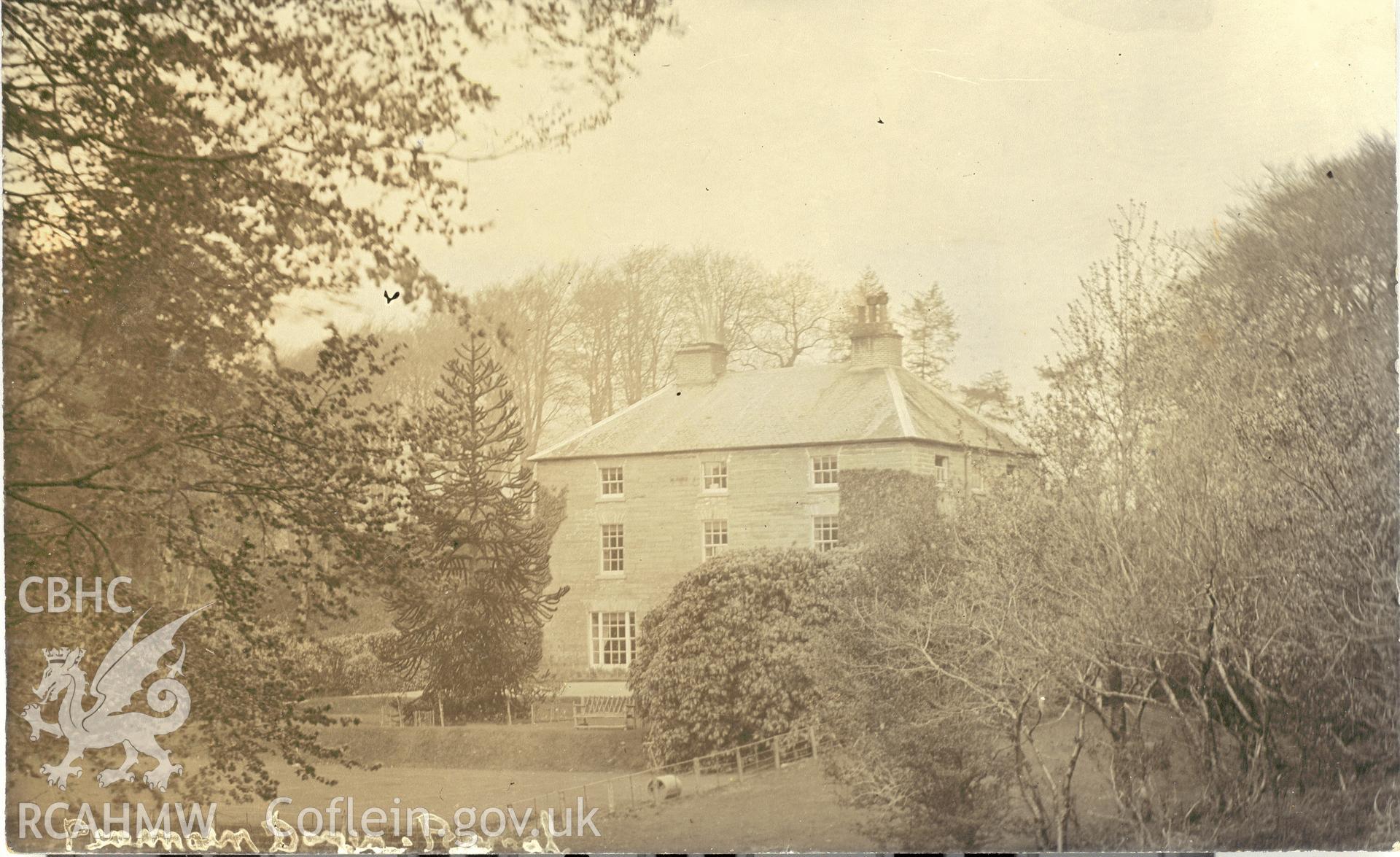 Digitised postcard image of Penmaendovey, Pennal. Produced by Parks and Gardens Data Services, from an original item in the Peter Davis Collection at Parks and Gardens UK. We hold only web-resolution images of this collection, suitable for viewing on screen and for research purposes only. We do not hold the original images, or publication quality scans.