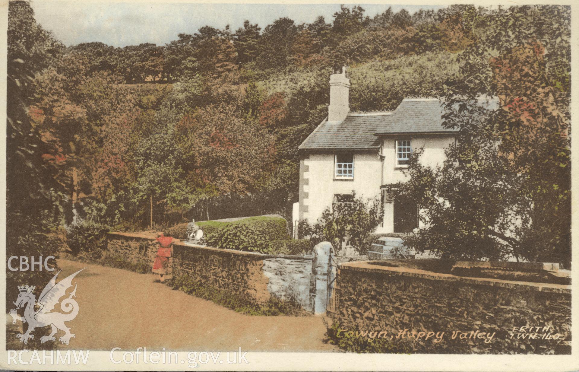 Towyn,  Happy Valley, Frith's Series. Digitised postcard image of an unlocated site. Produced by Parks and Gardens Data Services, from an original item in the Peter Davis Collection at Parks and Gardens UK. We hold only web-resolution images of this collection, suitable for viewing on screen and for research purposes only. We do not hold the original images, or publication quality scans.