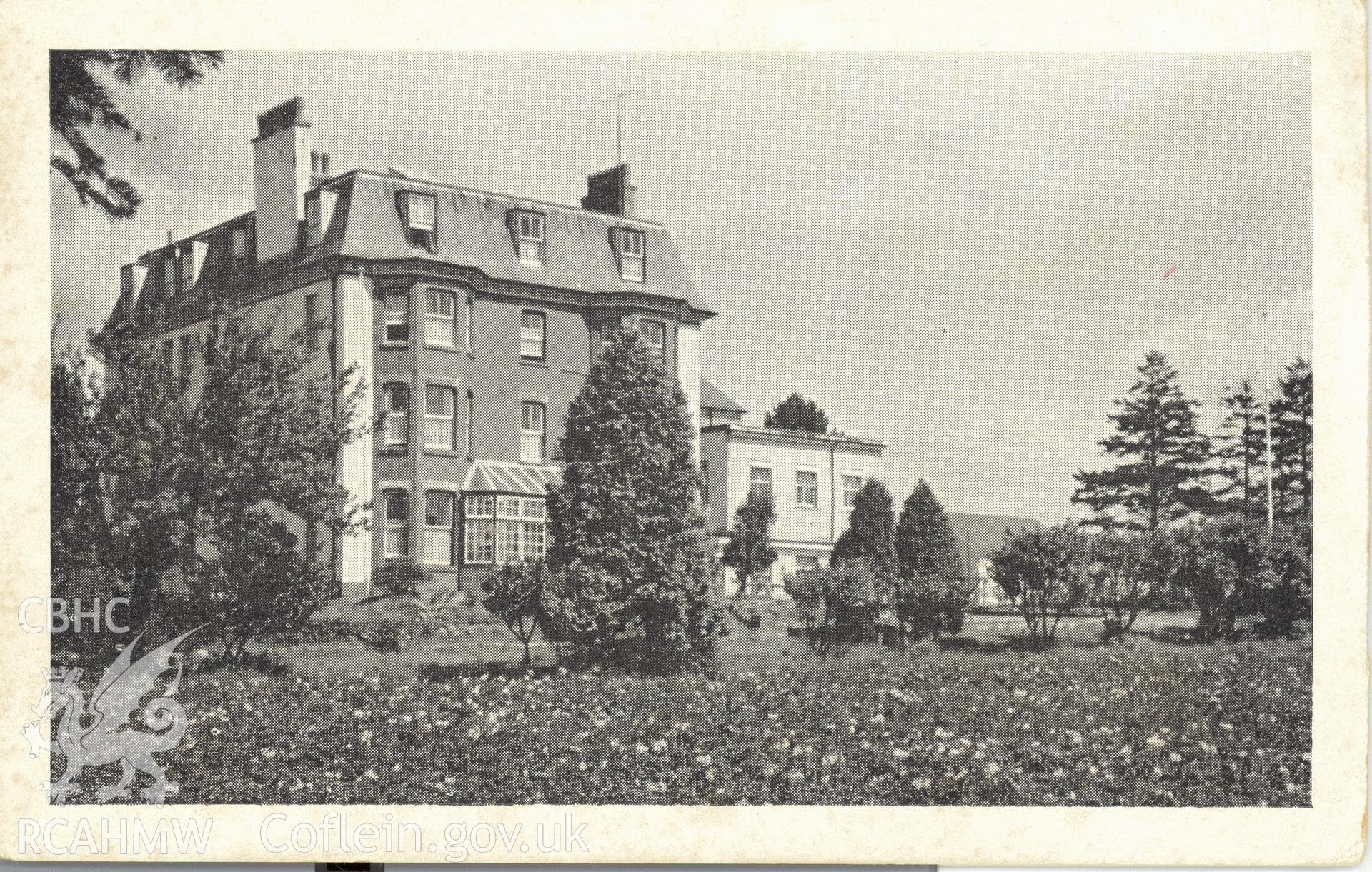 Digitised postcard image of Convent of the Blessed Trinity. Unlocated. Produced by Parks and Gardens Data Services, from an original item in the Peter Davis Collection at Parks and Gardens UK. We hold only web-resolution images of this collection, suitable for viewing on screen and for research purposes only. We do not hold the original images, or publication quality scans.