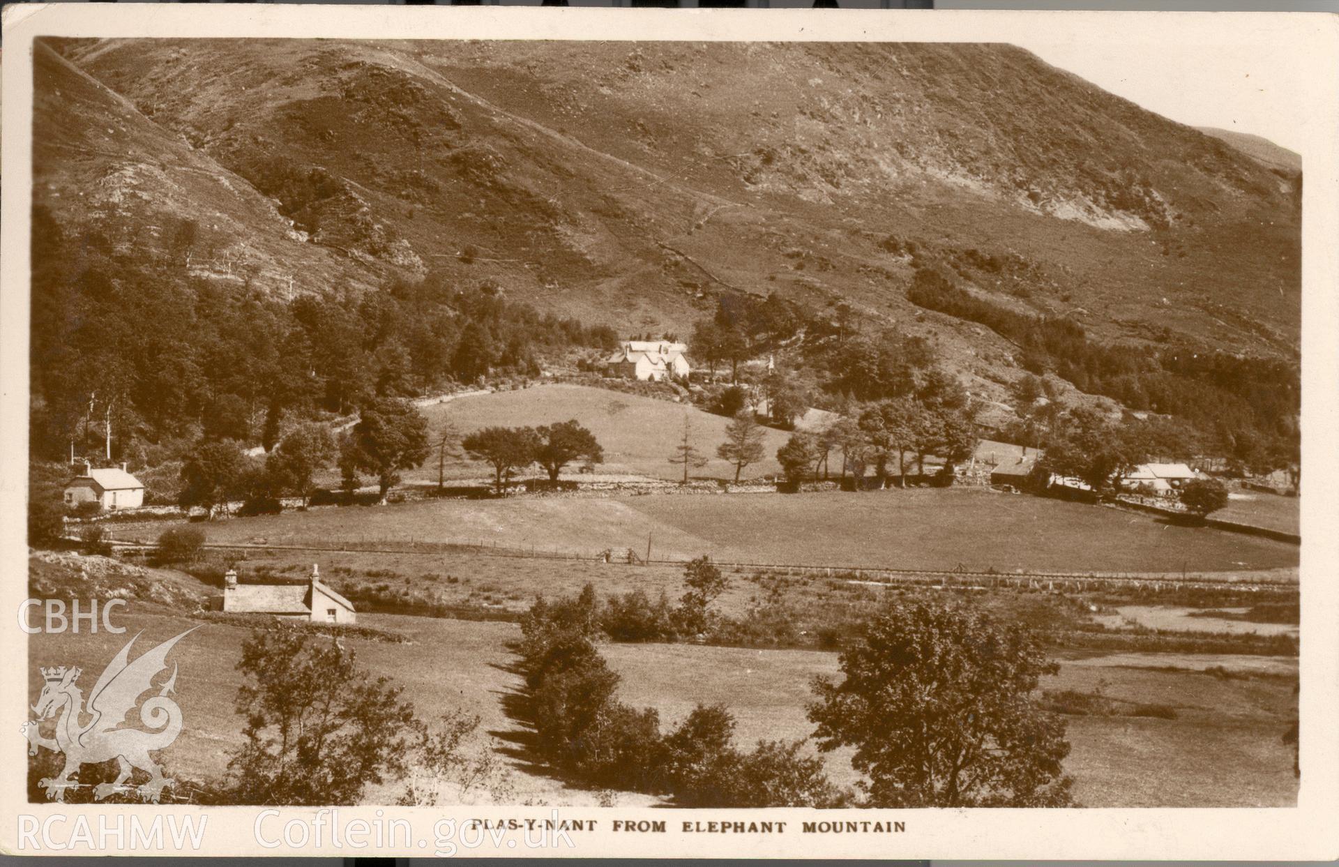 Digitised postcard image of Plas y Nant, Betws Garmon. Produced by Parks and Gardens Data Services, from an original item in the Peter Davis Collection at Parks and Gardens UK. We hold only web-resolution images of this collection, suitable for viewing on screen and for research purposes only. We do not hold the original images, or publication quality scans.