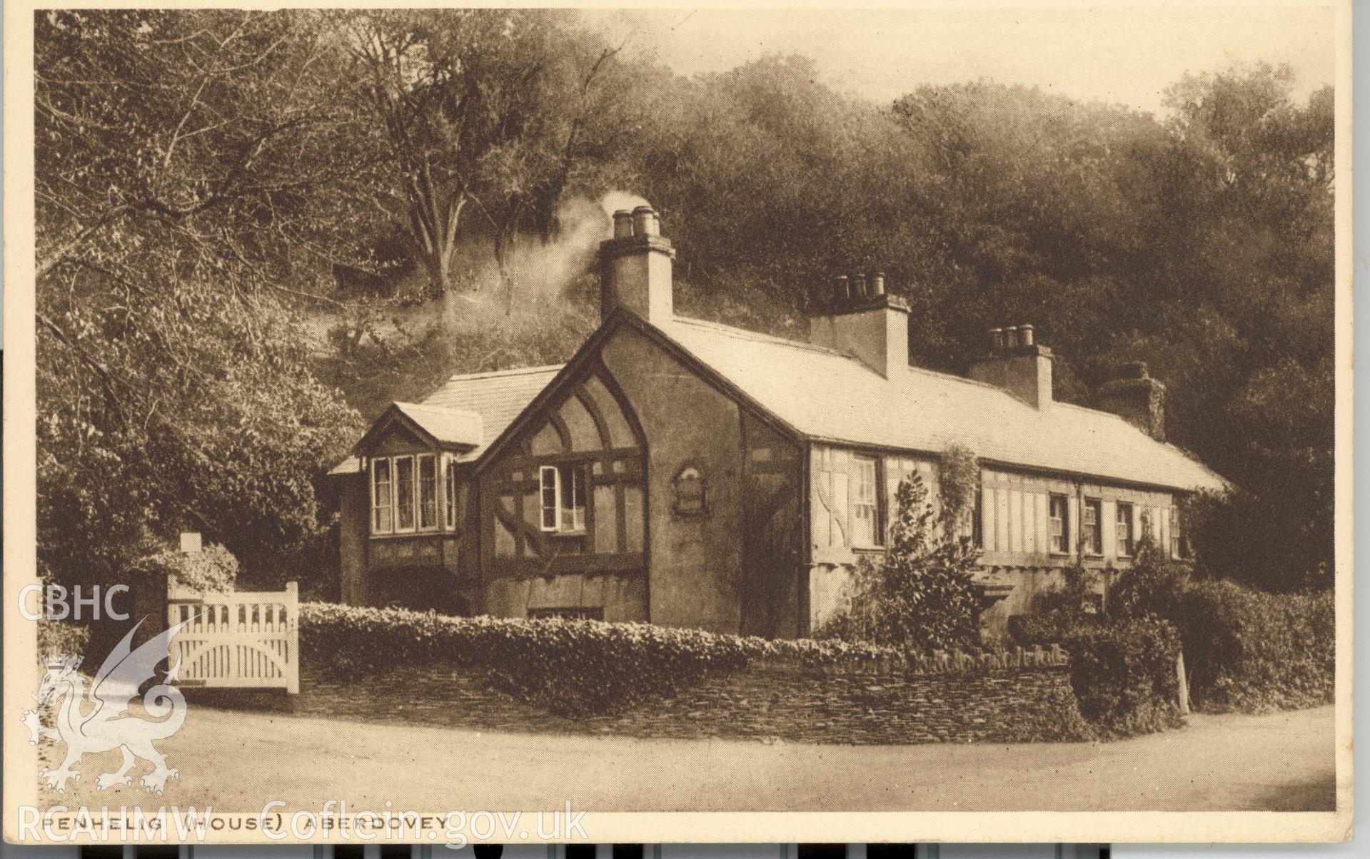 Digitised postcard image of 1, 2 and 3 Penhelig Lodge, Aberdovey, G. Williams, London House, Aberdovey. Produced by Parks and Gardens Data Services, from an original item in the Peter Davis Collection at Parks and Gardens UK. We hold only web-resolution images of this collection, suitable for viewing on screen and for research purposes only. We do not hold the original images, or publication quality scans.