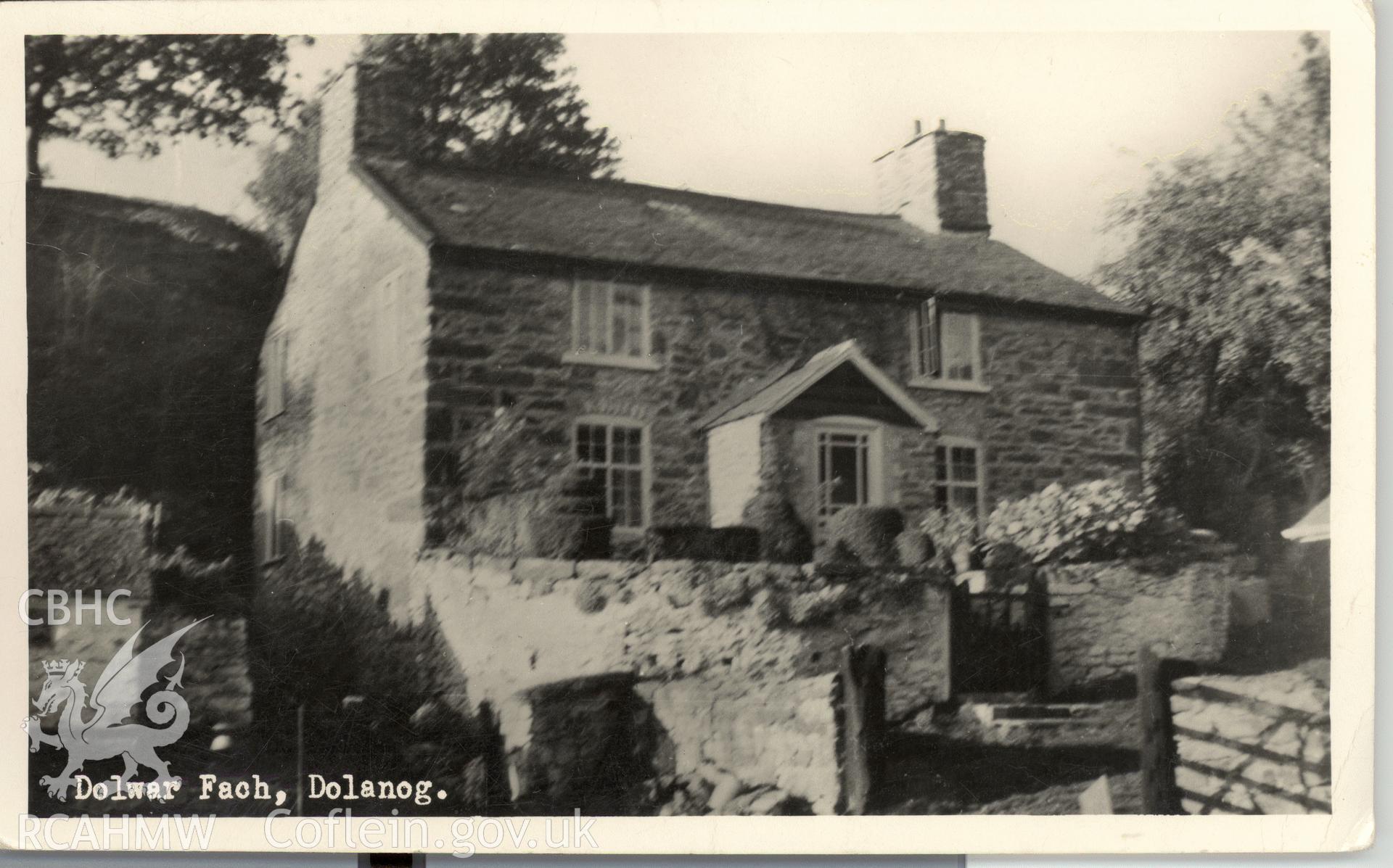Digitised postcard image of Dolwar Fach, Dolanog, Landscape View Publishers, Market Harborough. Produced by Parks and Gardens Data Services, from an original item in the Peter Davis Collection at Parks and Gardens UK. We hold only web-resolution images of this collection, suitable for viewing on screen and for research purposes only. We do not hold the original images, or publication quality scans.