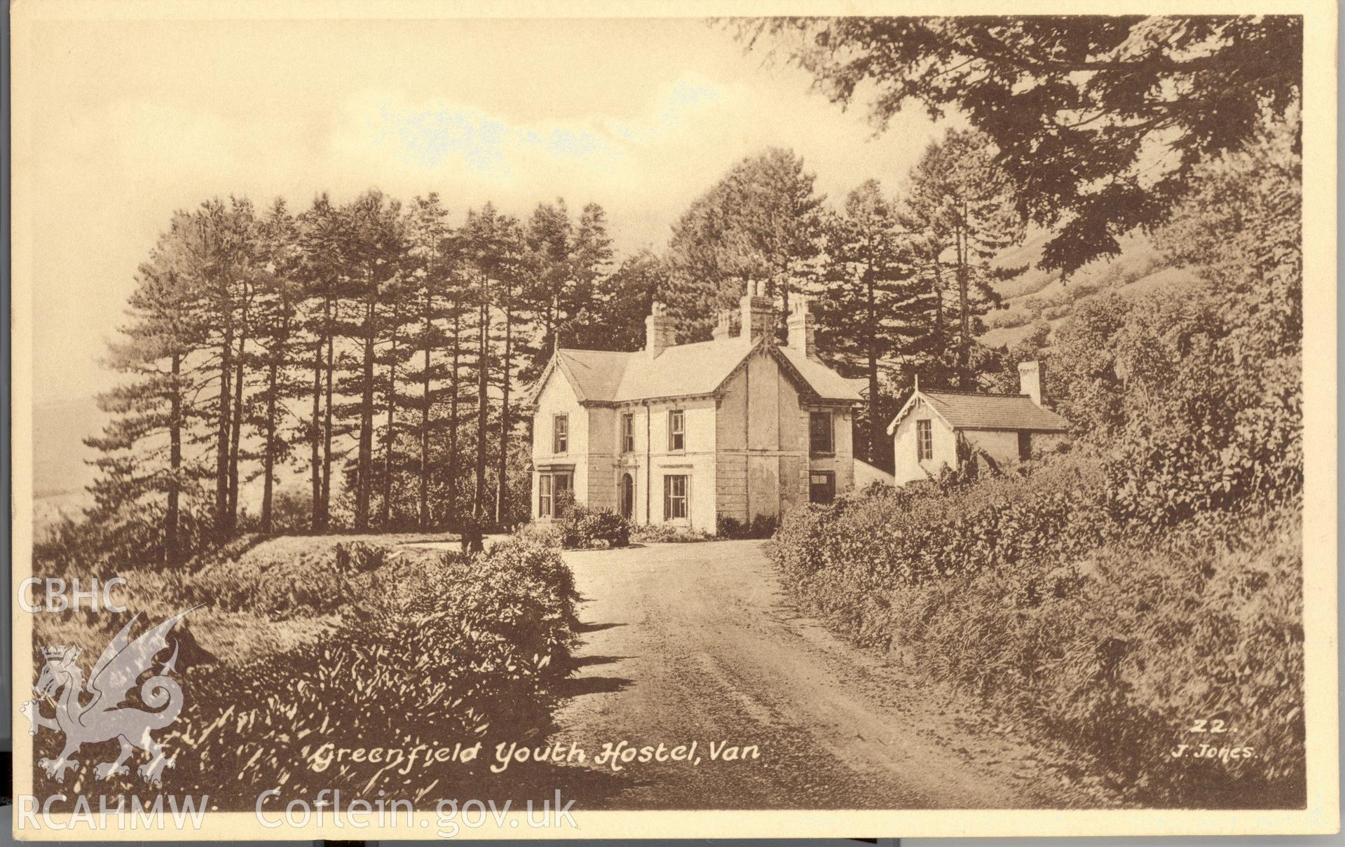 Digitised postcard image of Greenfield, Y Fan, J.Jones. Produced by Parks and Gardens Data Services, from an original item in the Peter Davis Collection at Parks and Gardens UK. We hold only web-resolution images of this collection, suitable for viewing on screen and for research purposes only. We do not hold the original images, or publication quality scans.
