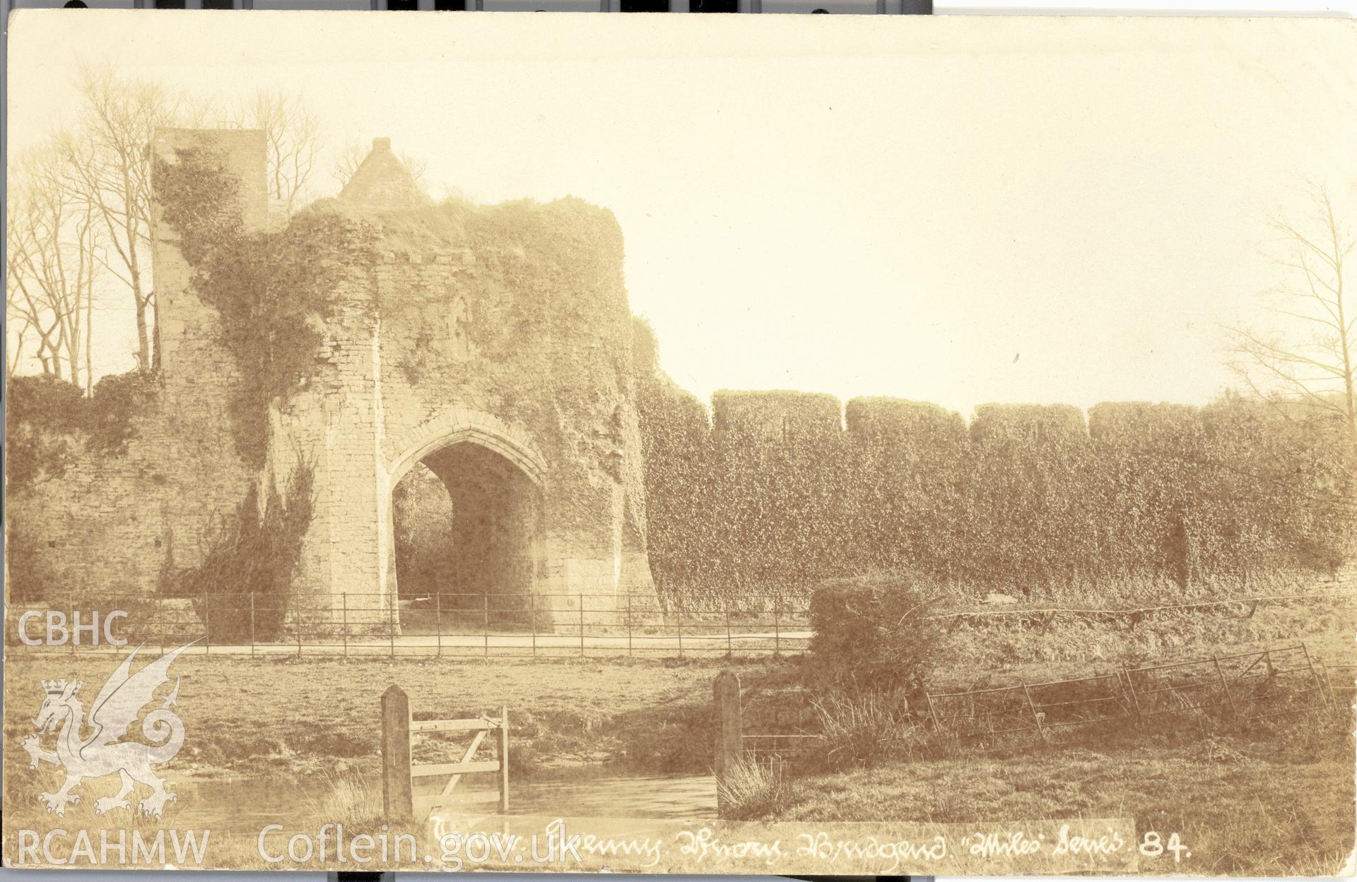 Digitised postcard image of precinct walls, Ewenny Priory, the Miles Series, Ewenny Road Studio, Bridgend. Produced by Parks and Gardens Data Services, from an original item in the Peter Davis Collection at Parks and Gardens UK. We hold only web-resolution images of this collection, suitable for viewing on screen and for research purposes only. We do not hold the original images, or publication quality scans.
