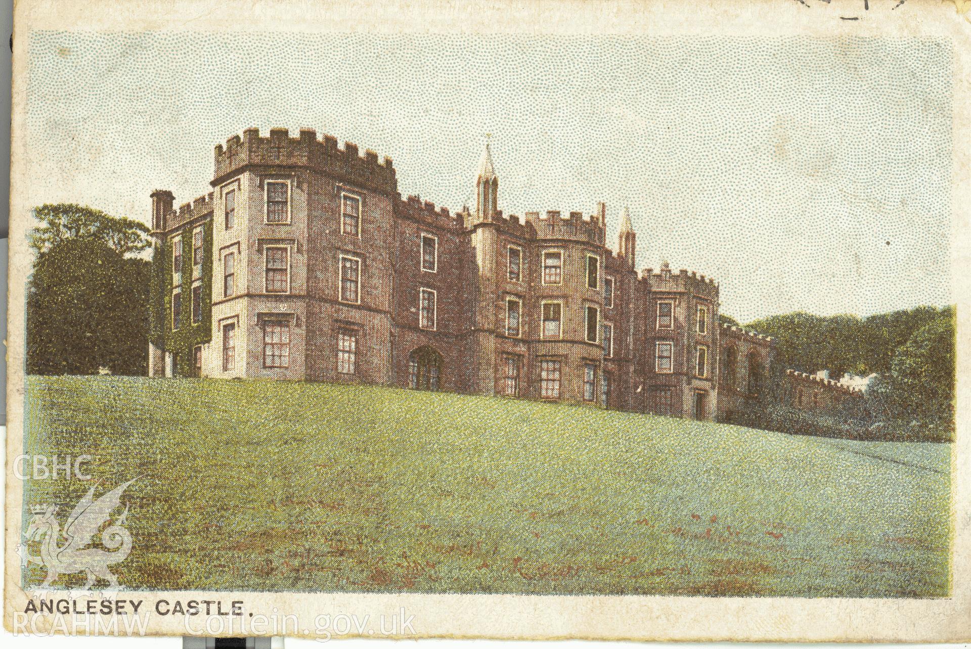 Digitised postcard image of Plas Newydd, Llanddaniel Fab. Produced by Parks and Gardens Data Services, from an original item in the Peter Davis Collection at Parks and Gardens UK. We hold only web-resolution images of this collection, suitable for viewing on screen and for research purposes only. We do not hold the original images, or publication quality scans.