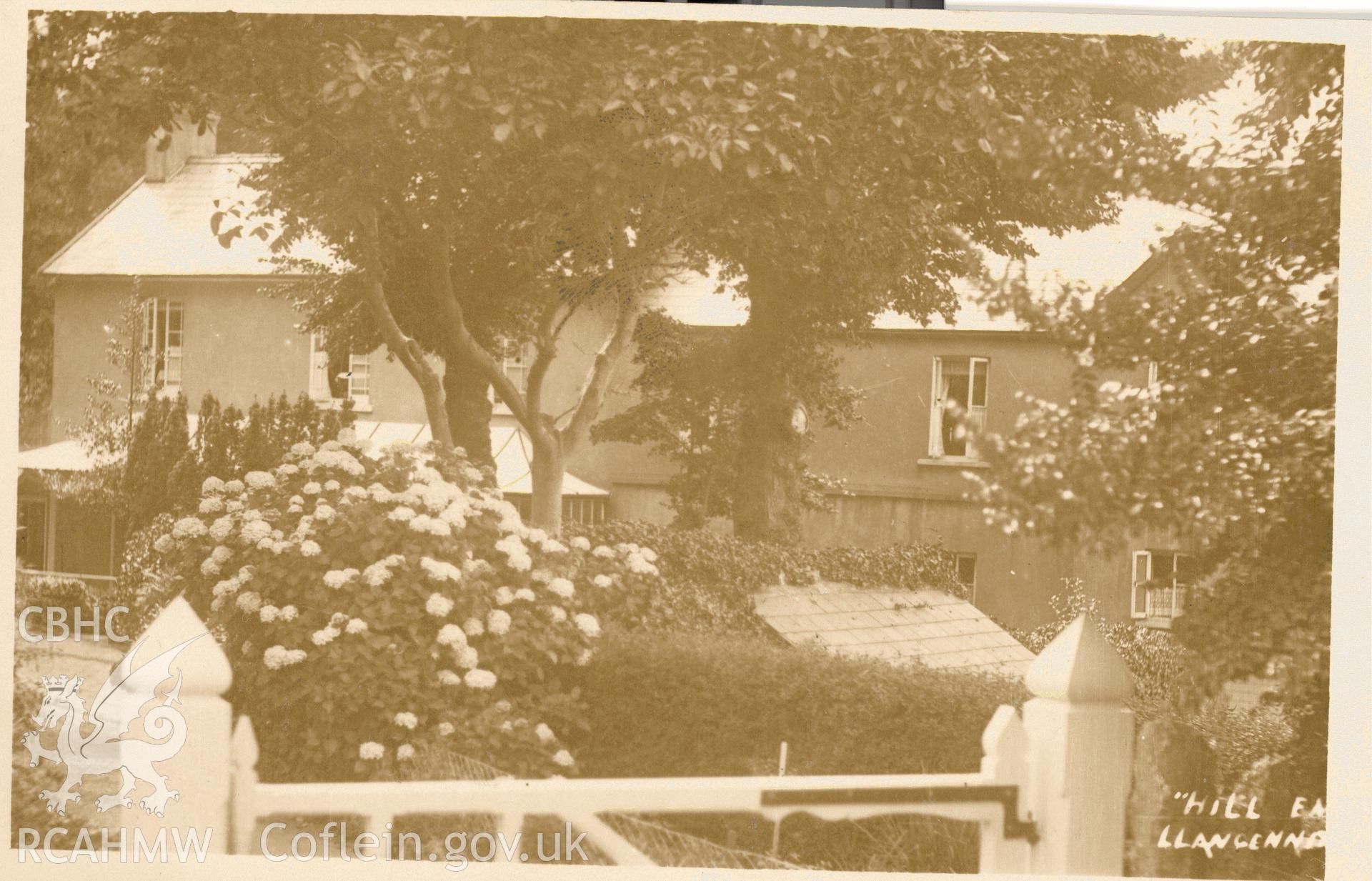 Digitised postcard image of Hillend, Llangennith. Produced by Parks and Gardens Data Services, from an original item in the Peter Davis Collection at Parks and Gardens UK. We hold only web-resolution images of this collection, suitable for viewing on screen and for research purposes only. We do not hold the original images, or publication quality scans.