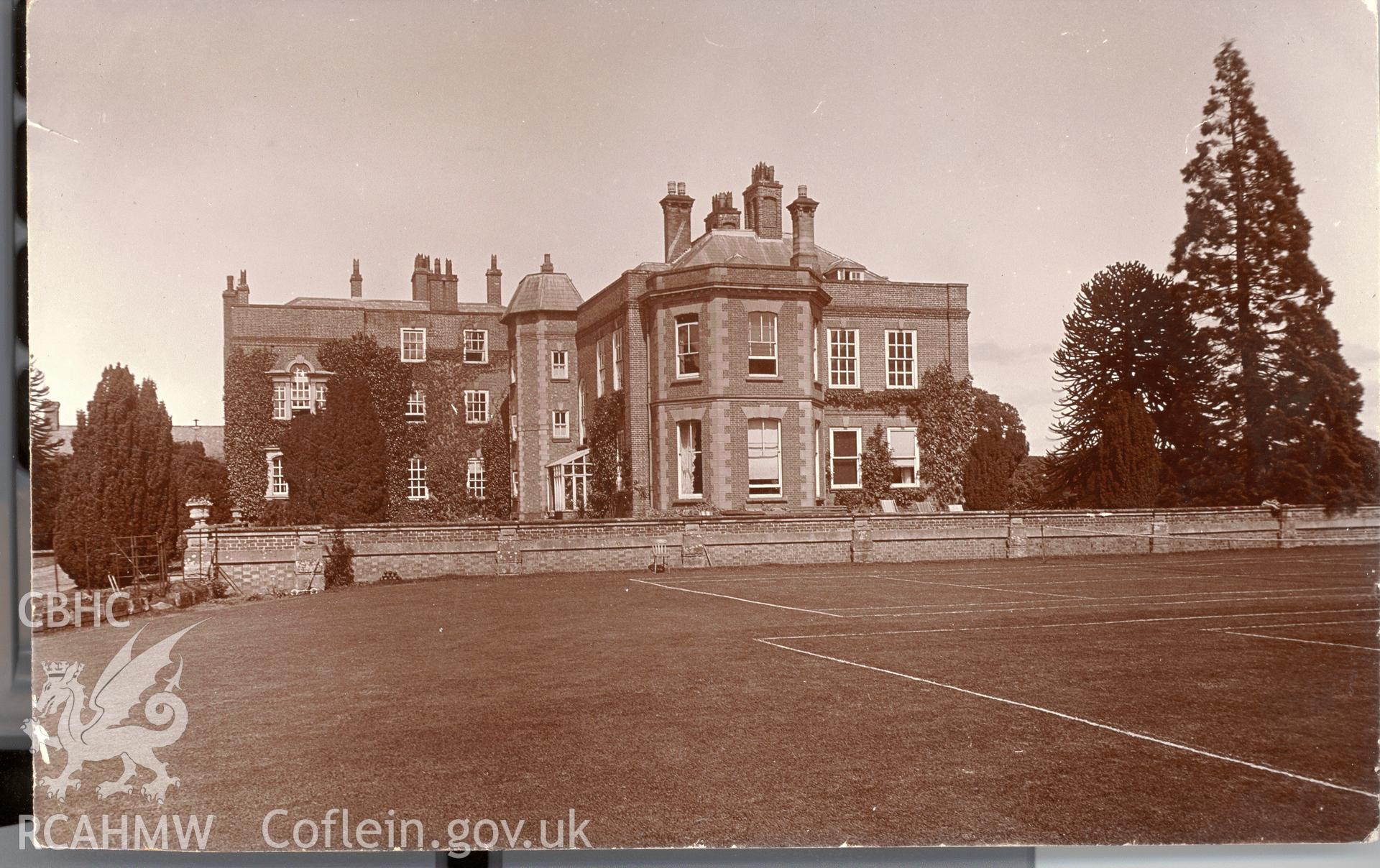 Digitised postcard image of Iscoyd Park, Bronington. Produced by Parks and Gardens Data Services, from an original item in the Peter Davis Collection at Parks and Gardens UK. We hold only web-resolution images of this collection, suitable for viewing on screen and for research purposes only. We do not hold the original images, or publication quality scans.