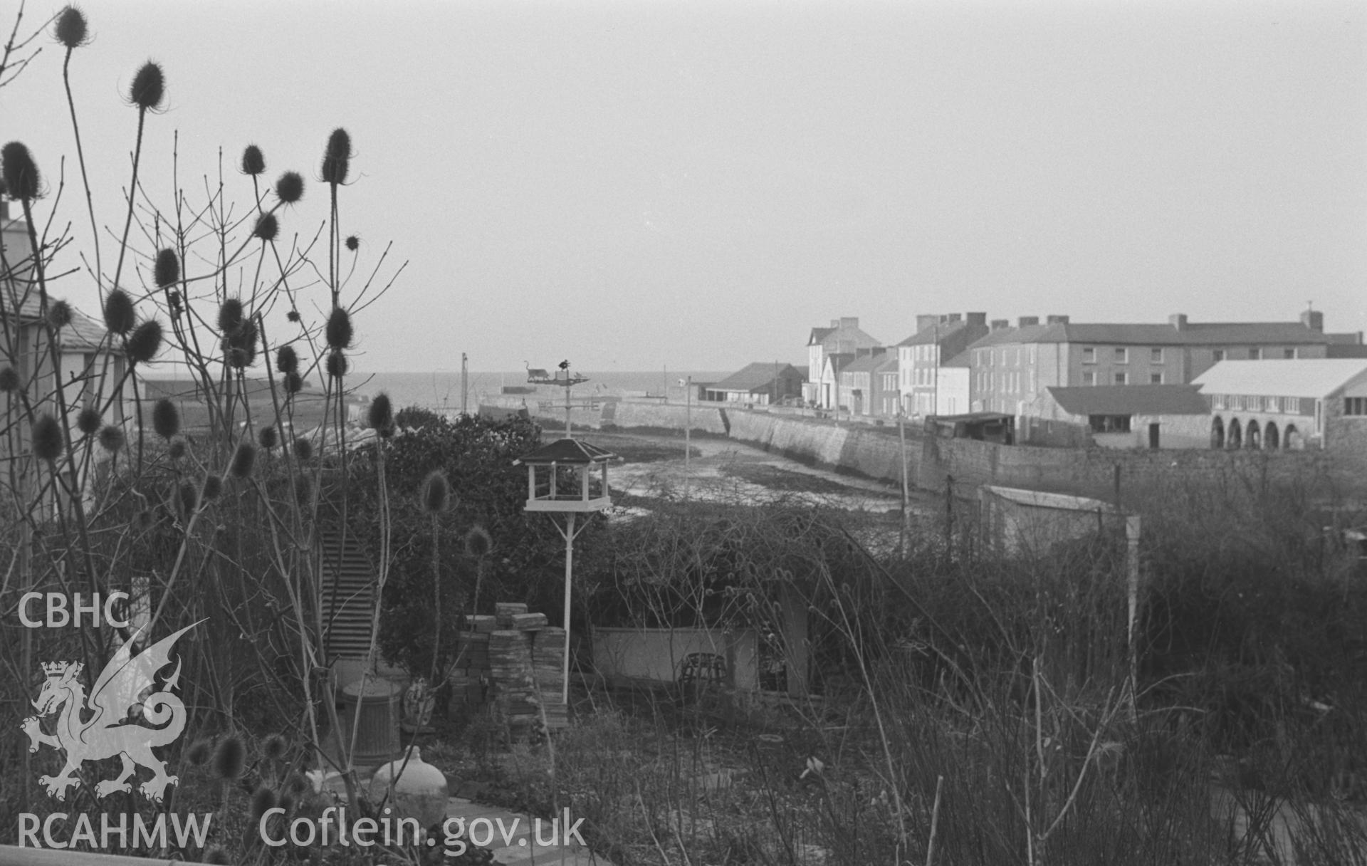 Black and White photograph showing gardens at Aberaeron.