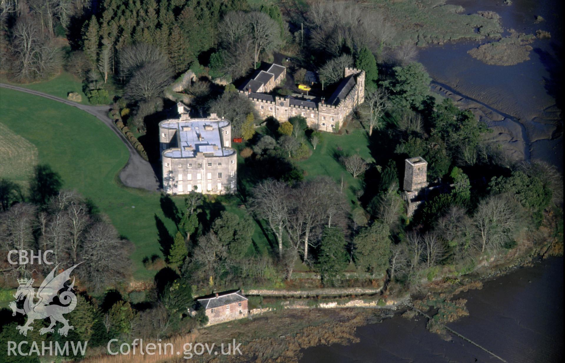 RCAHMW colour slide oblique aerial photograph of Slebech Hall, Slebech, taken by C.R. Musson, 28/01/94