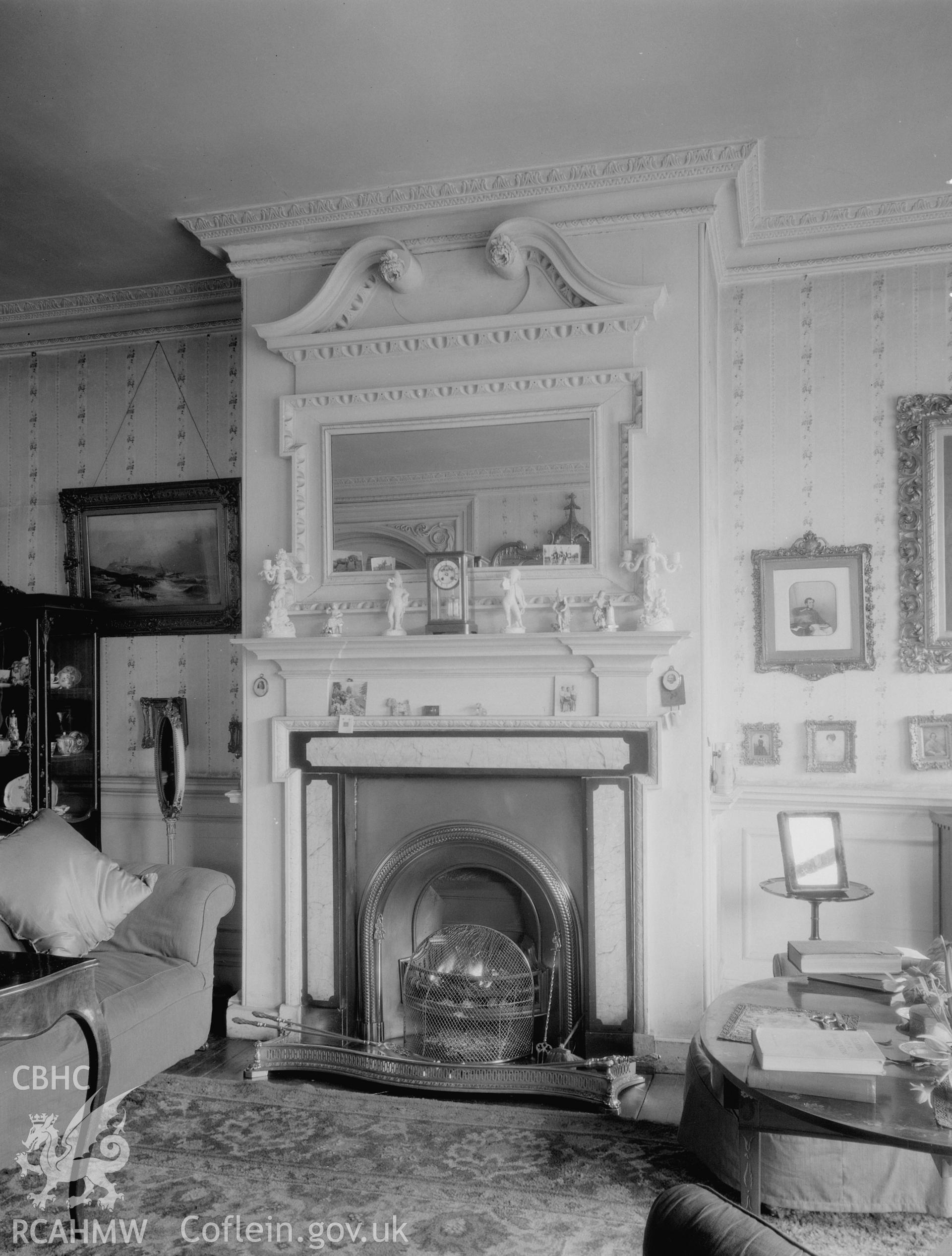 View of fireplace in drawing room