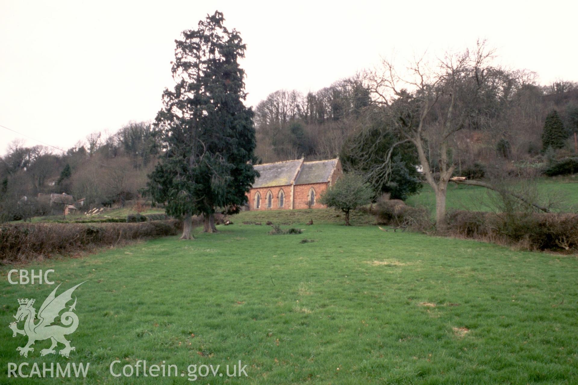 Exterior, S side nave (part) & chancel from field below