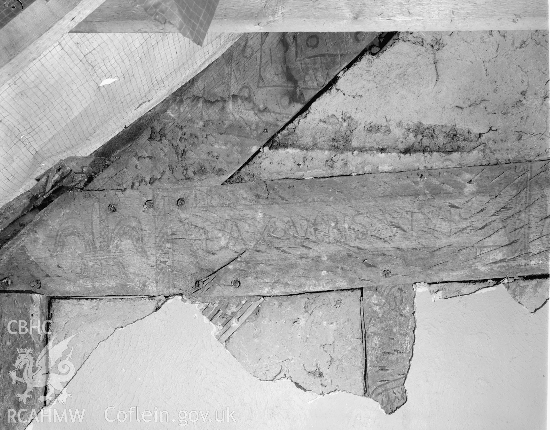 Painted truss, detail of East end of tie beam