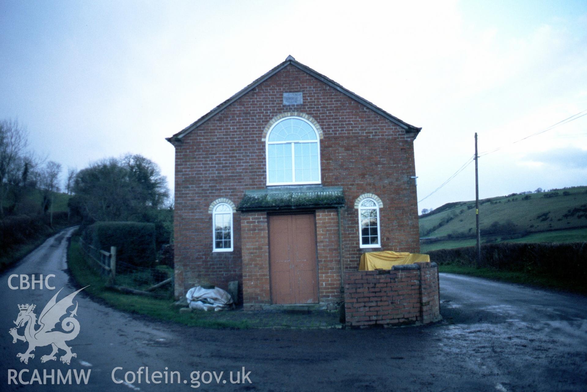 Exterior, E gable entry elevation of chapel